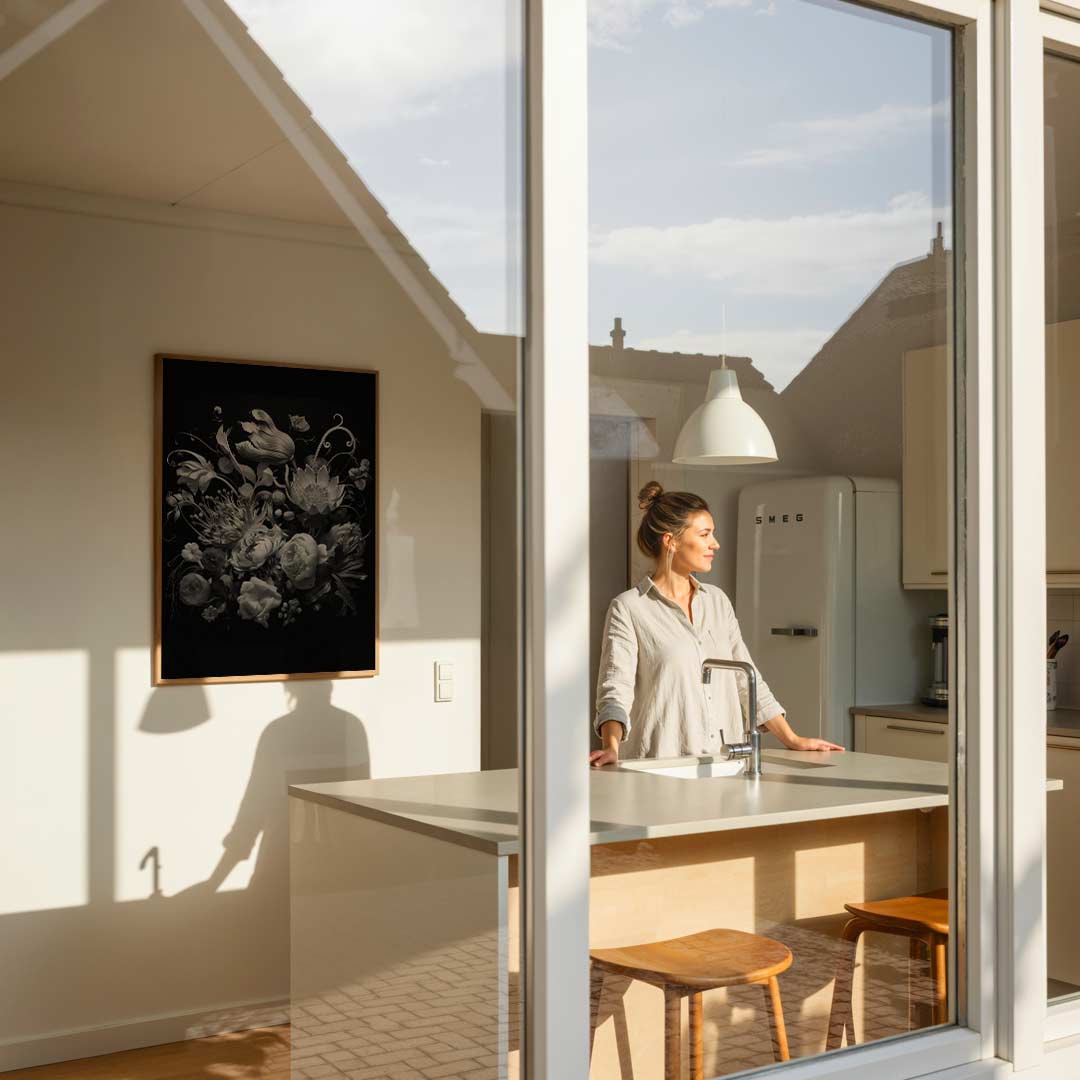 Elegante Zwart-Witte Bloemenposter-WallArtistic