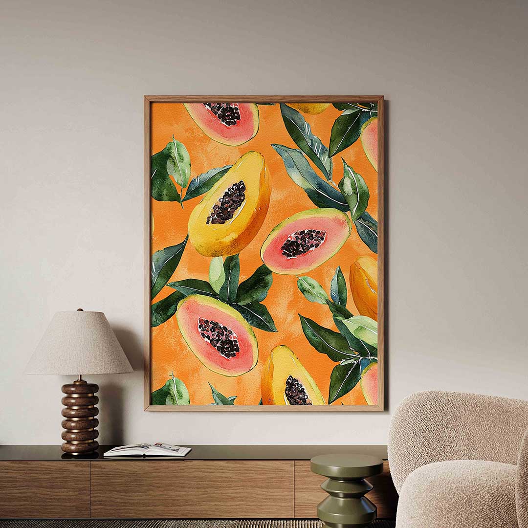 Papaja en bladeren Poster