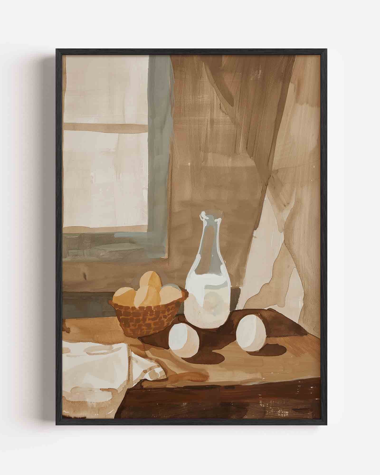 Stilleven met eieren en karaf Poster