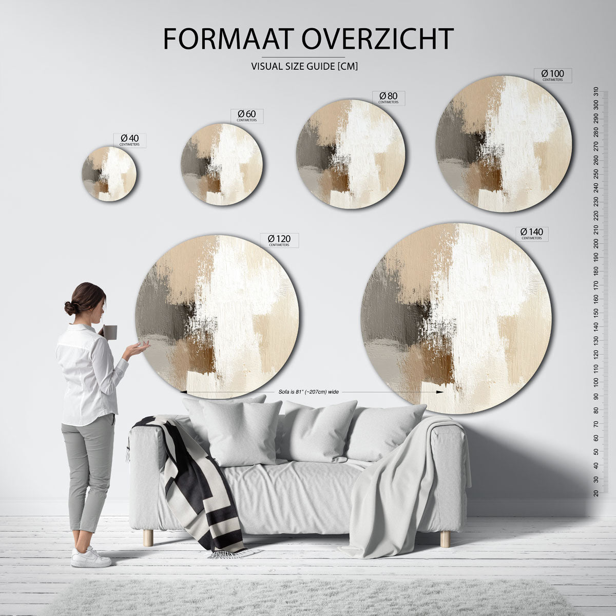 Abstracte beige Muurcirkel