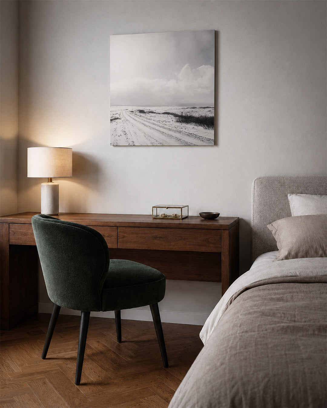 Weg in winterlandschap Kunstwerk
