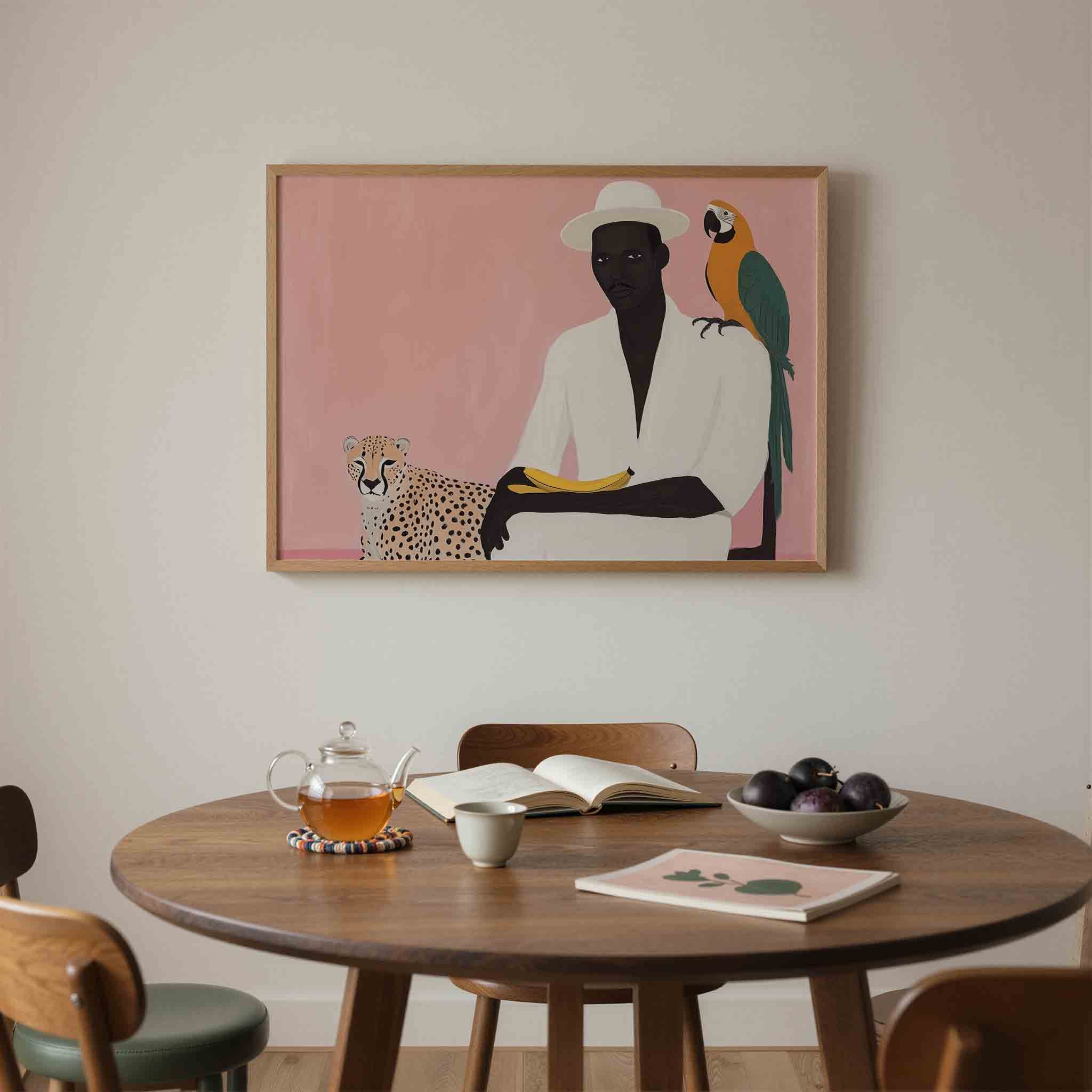 Man met hoed en dieren Poster