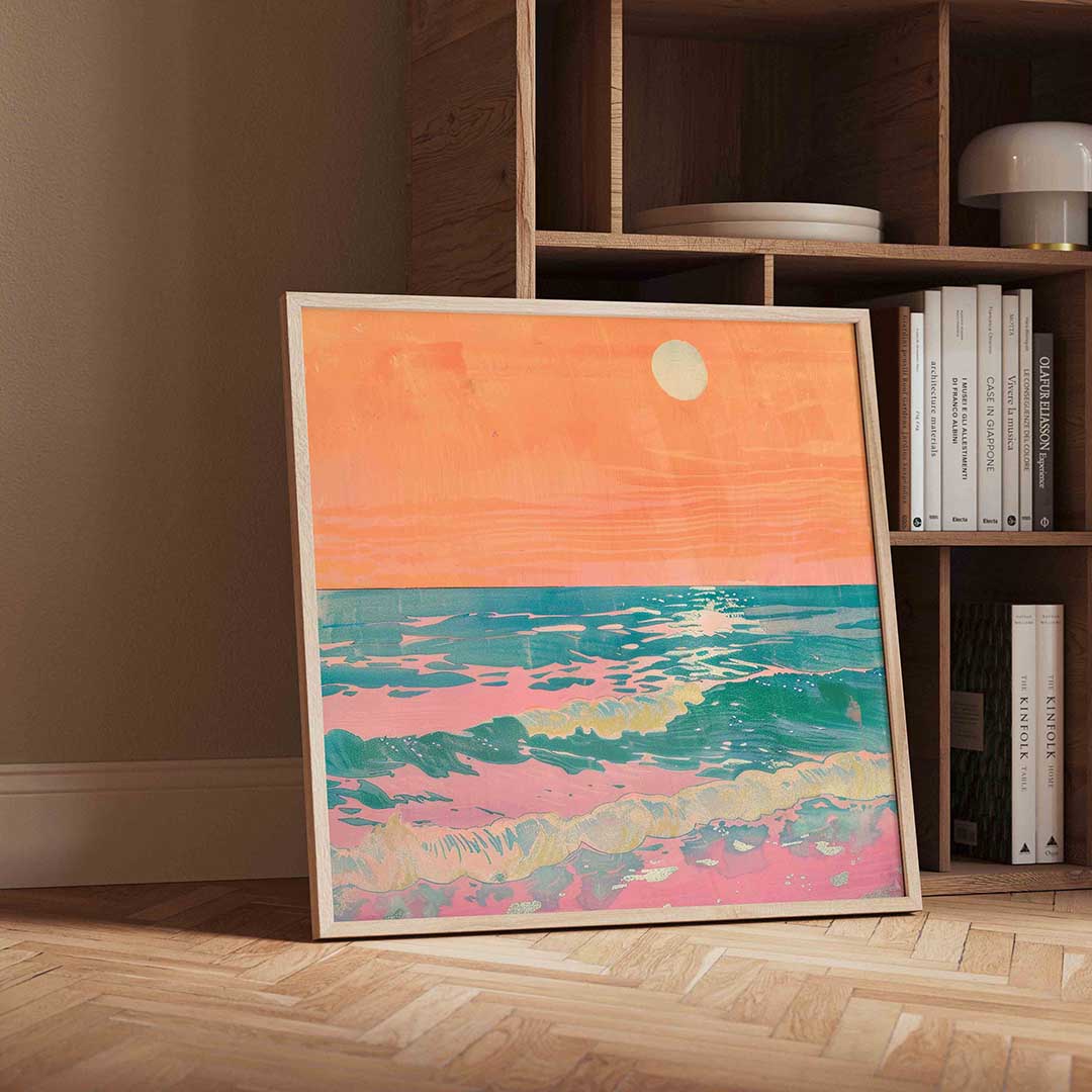 Zonsondergang boven zee Poster