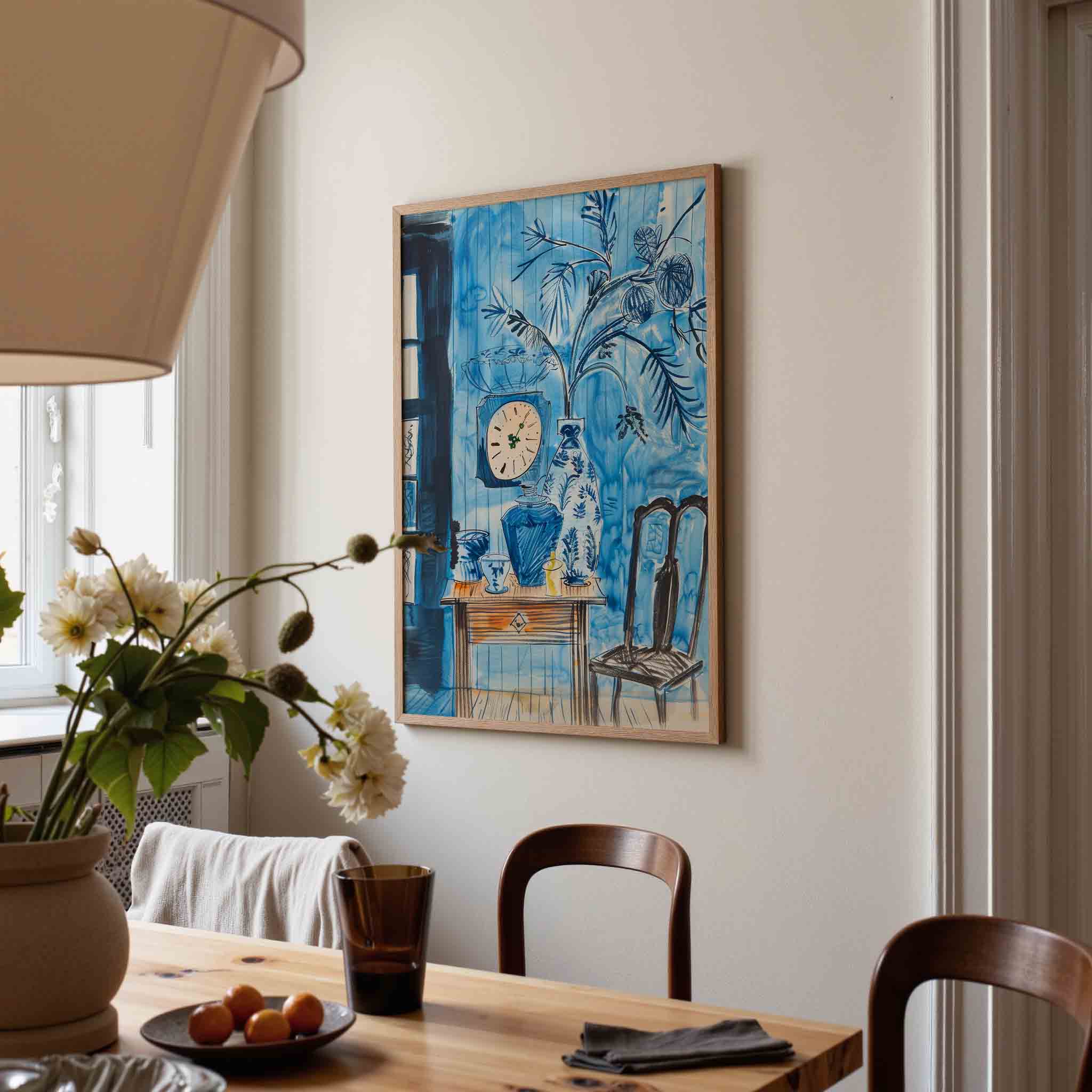 Blauwe interieur Poster