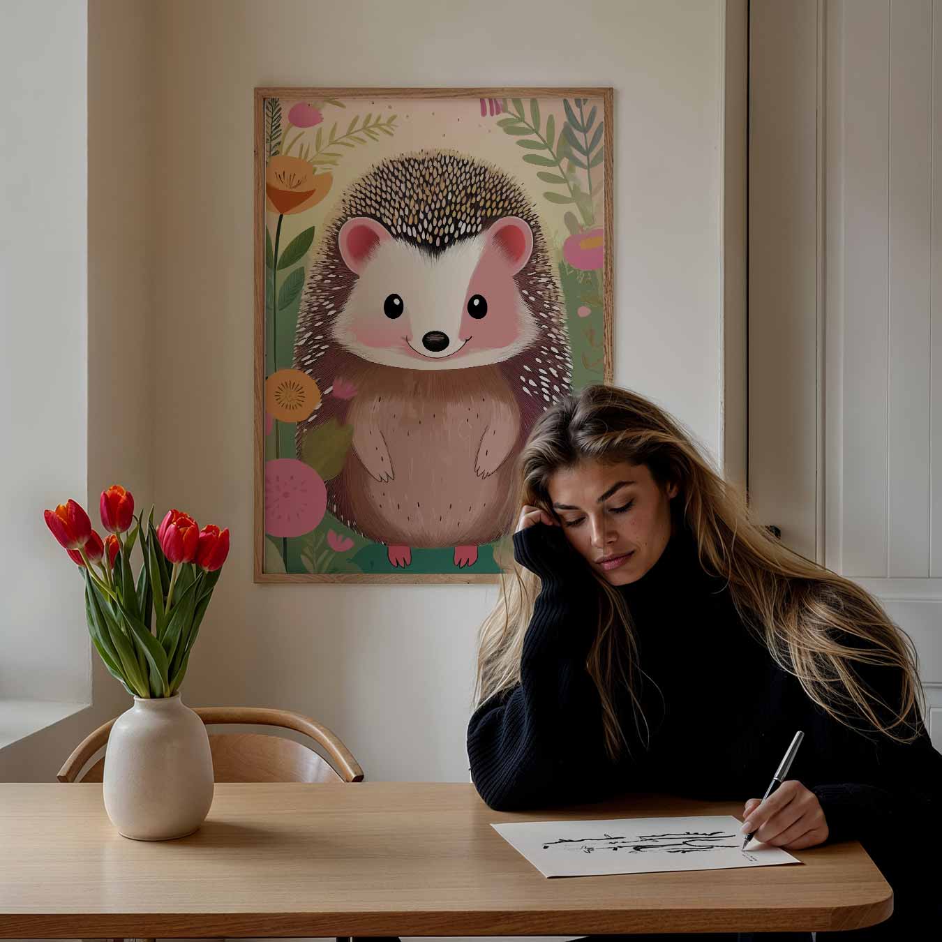 Schattige Egel Tuinposter-WallArtistic