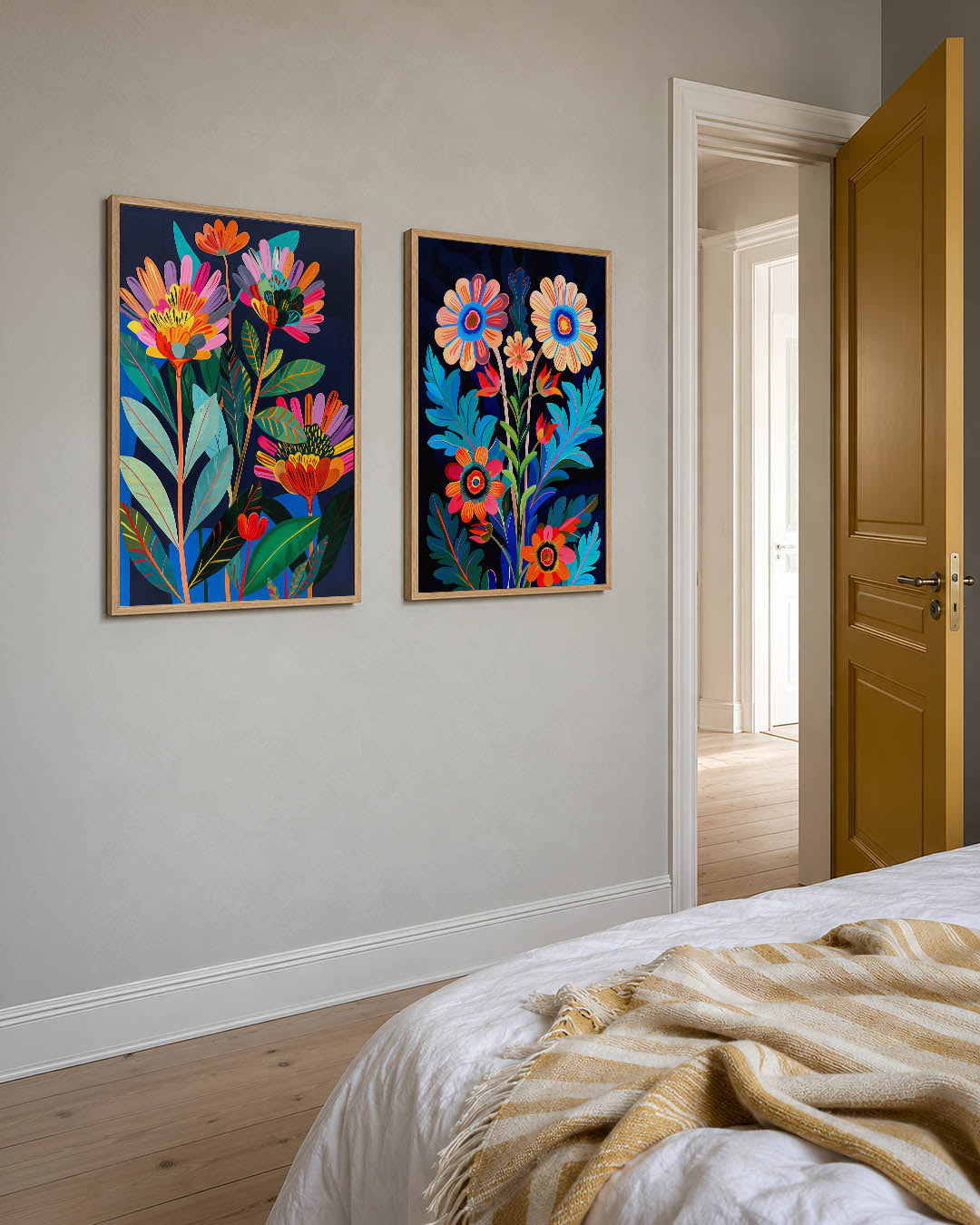 Bloemrijke kleurvlakken Posterset