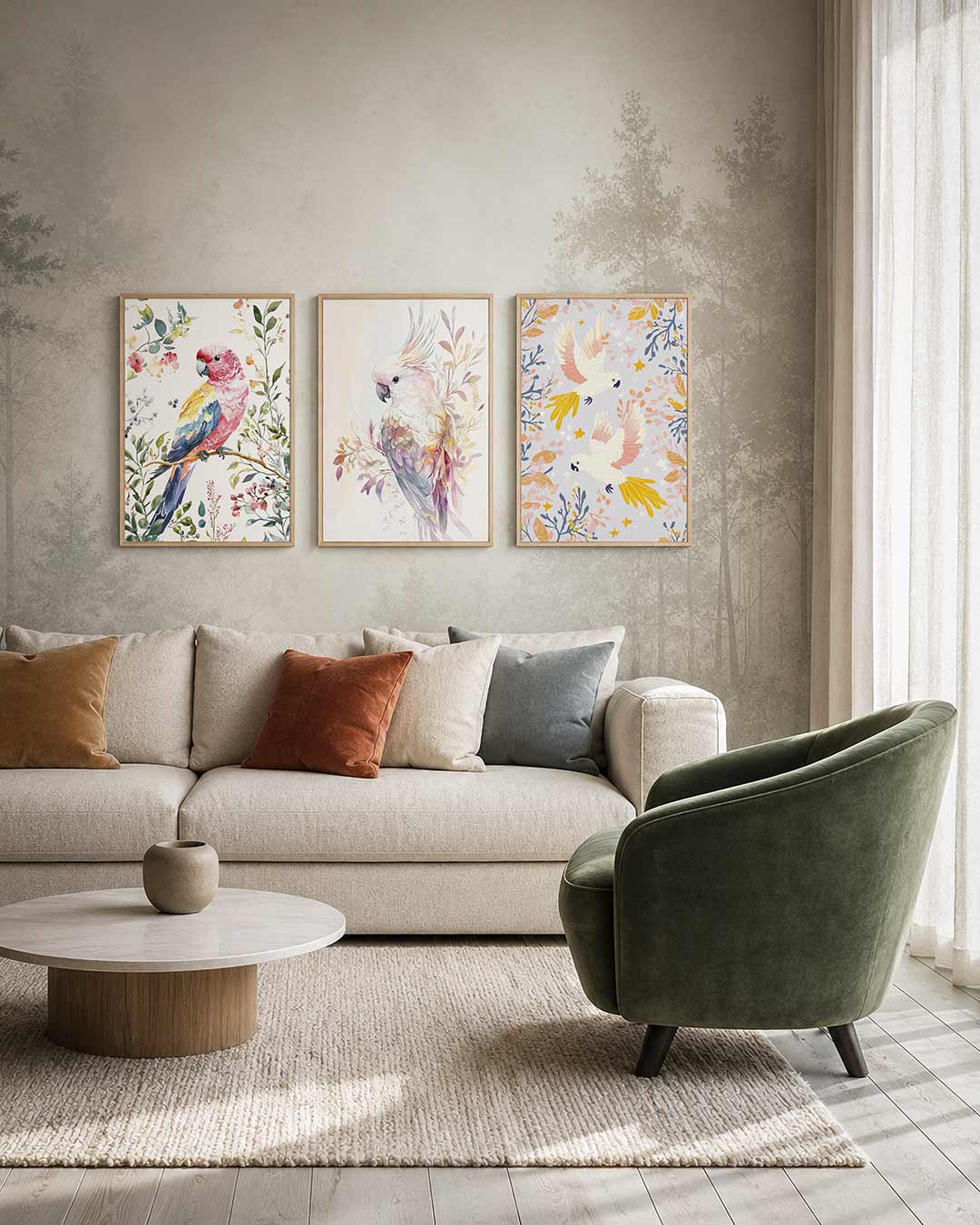 Vogel en bloemen Posterset