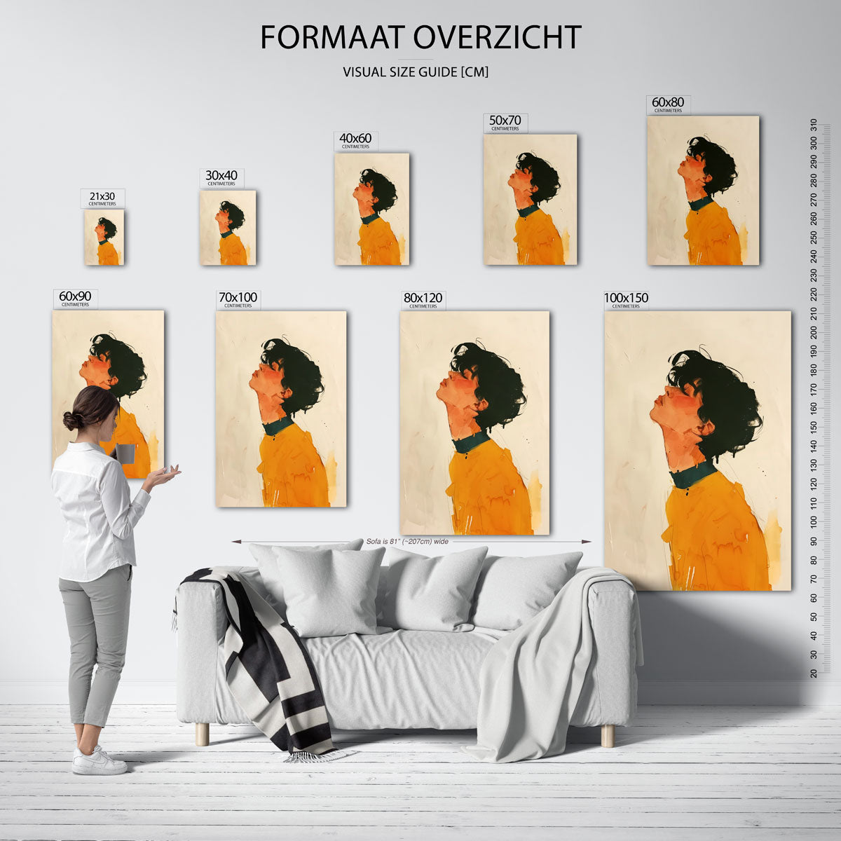 Portret met oranje trui Poster