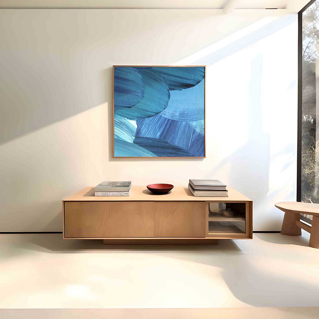 Abstracte blauwe vormen Poster