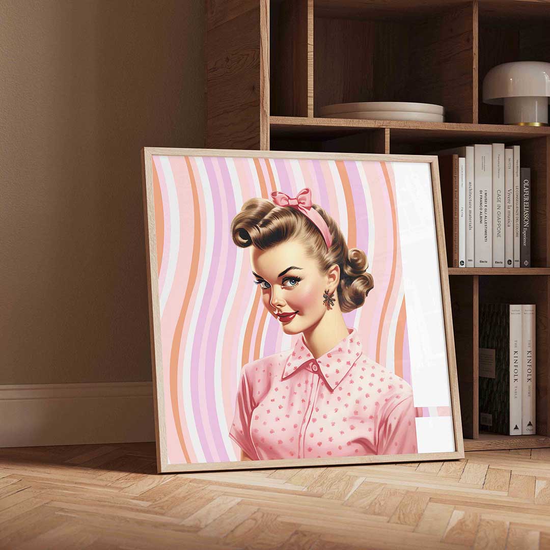 Vrouw met roze strik Poster
