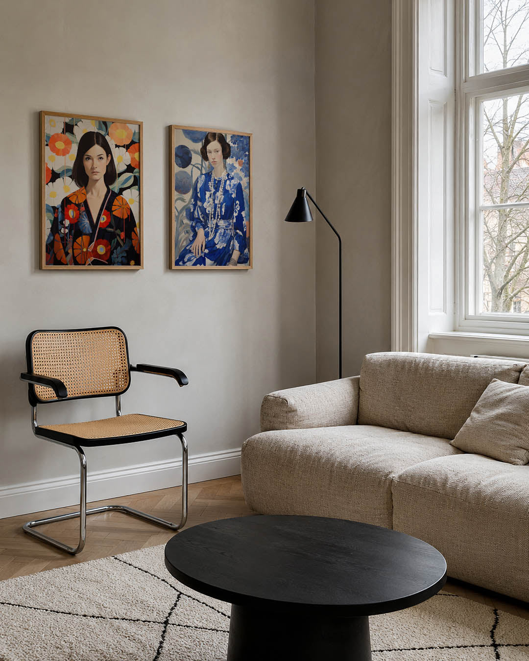 Bloemen en portret Posterset