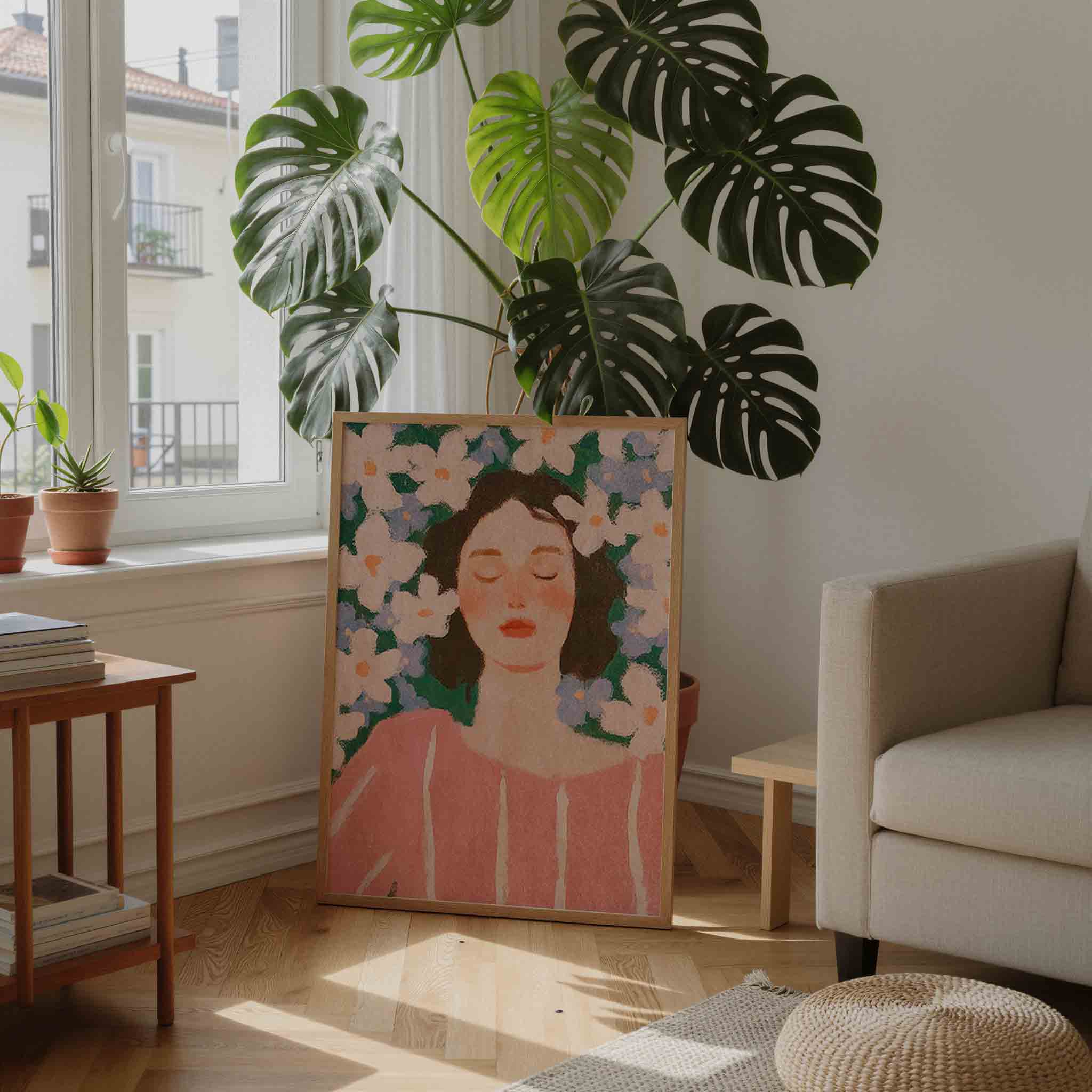 Vrouw met bloemen Poster