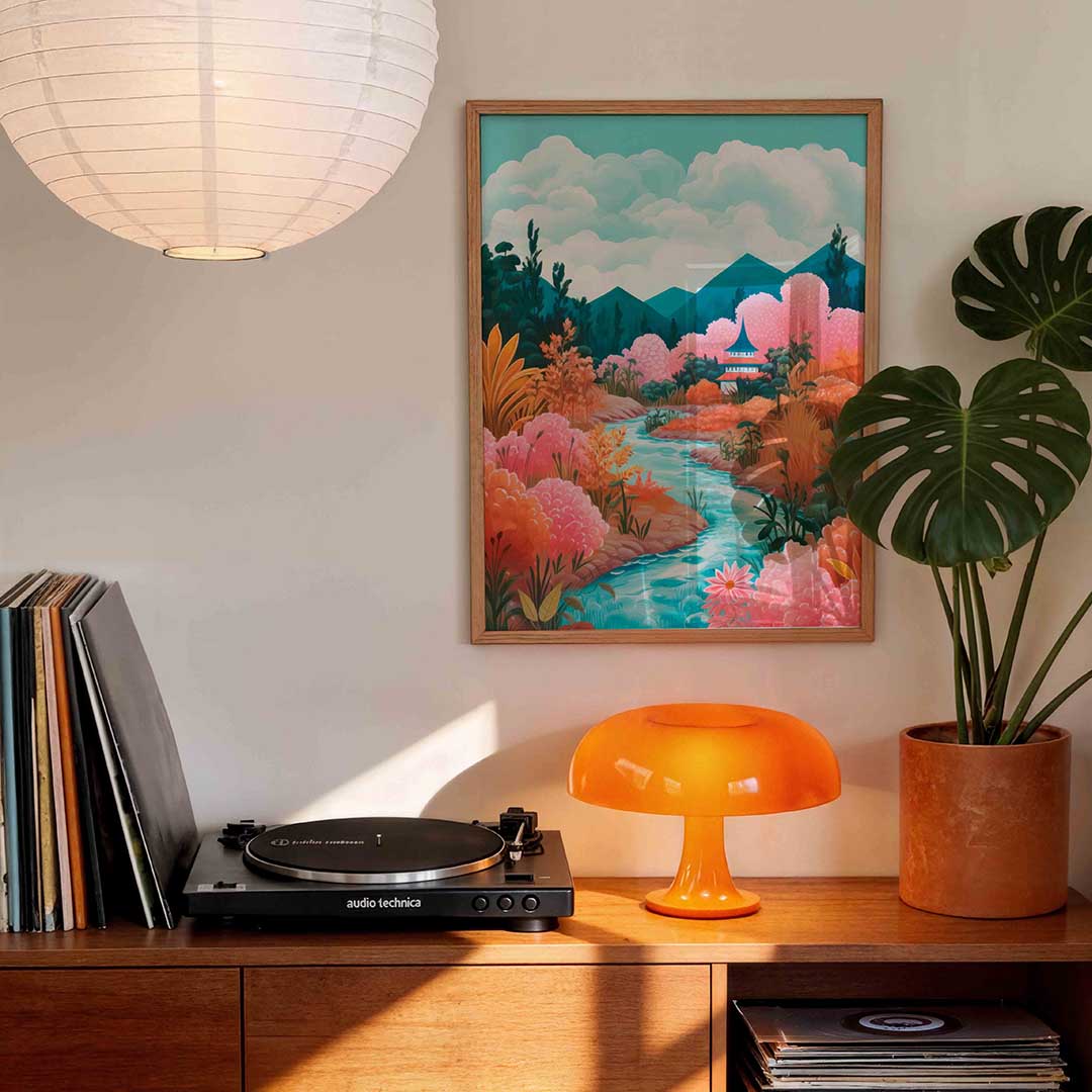 Landschap met rivier Poster