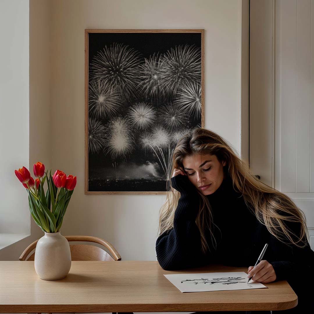 Magische Vuurwerk Nacht Poster-WallArtistic