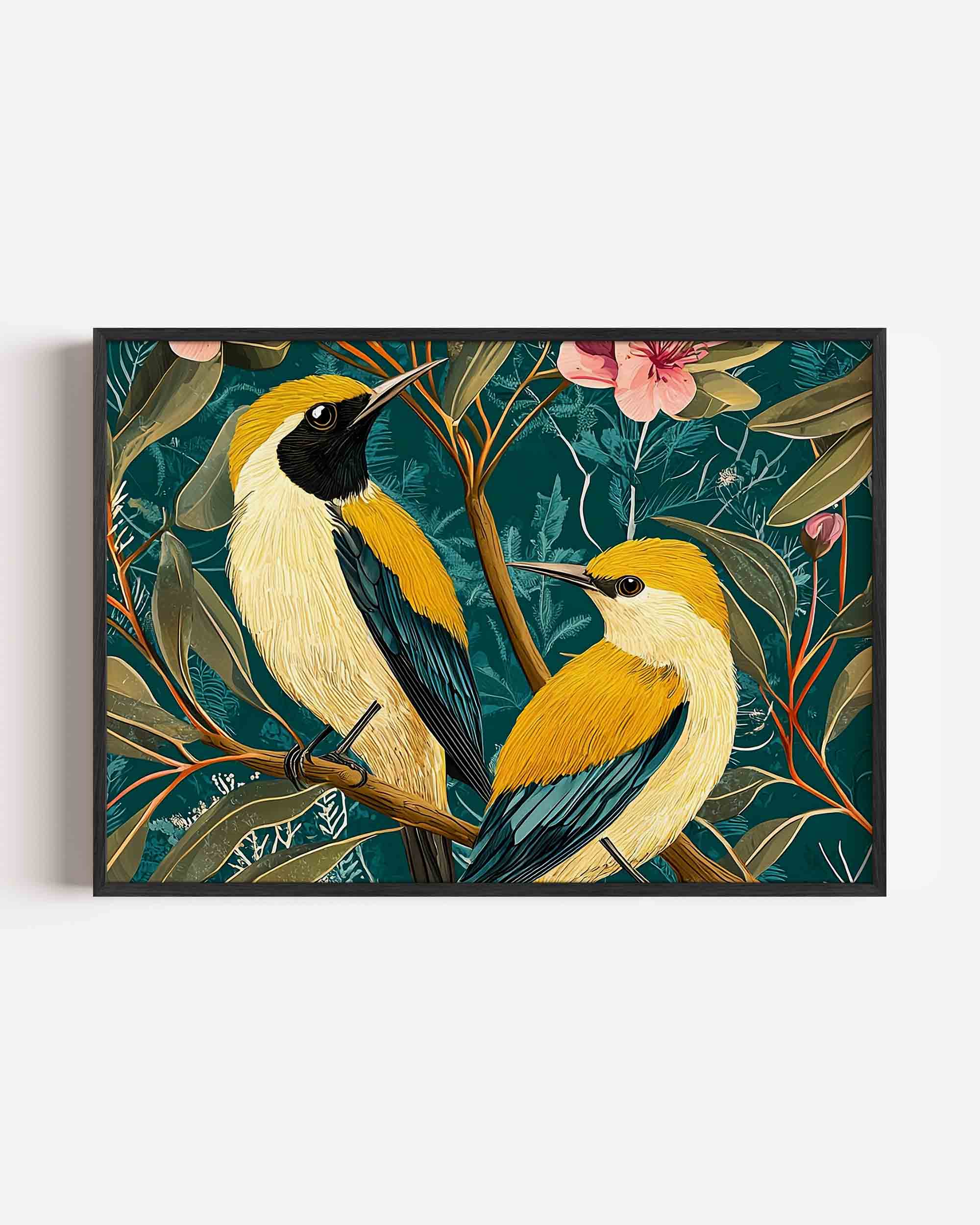 Vogels en bloemen Poster