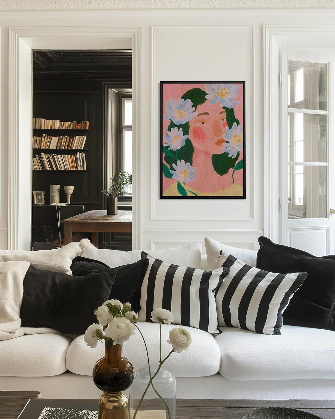 Dromerige bloemenportret Kunstwerk