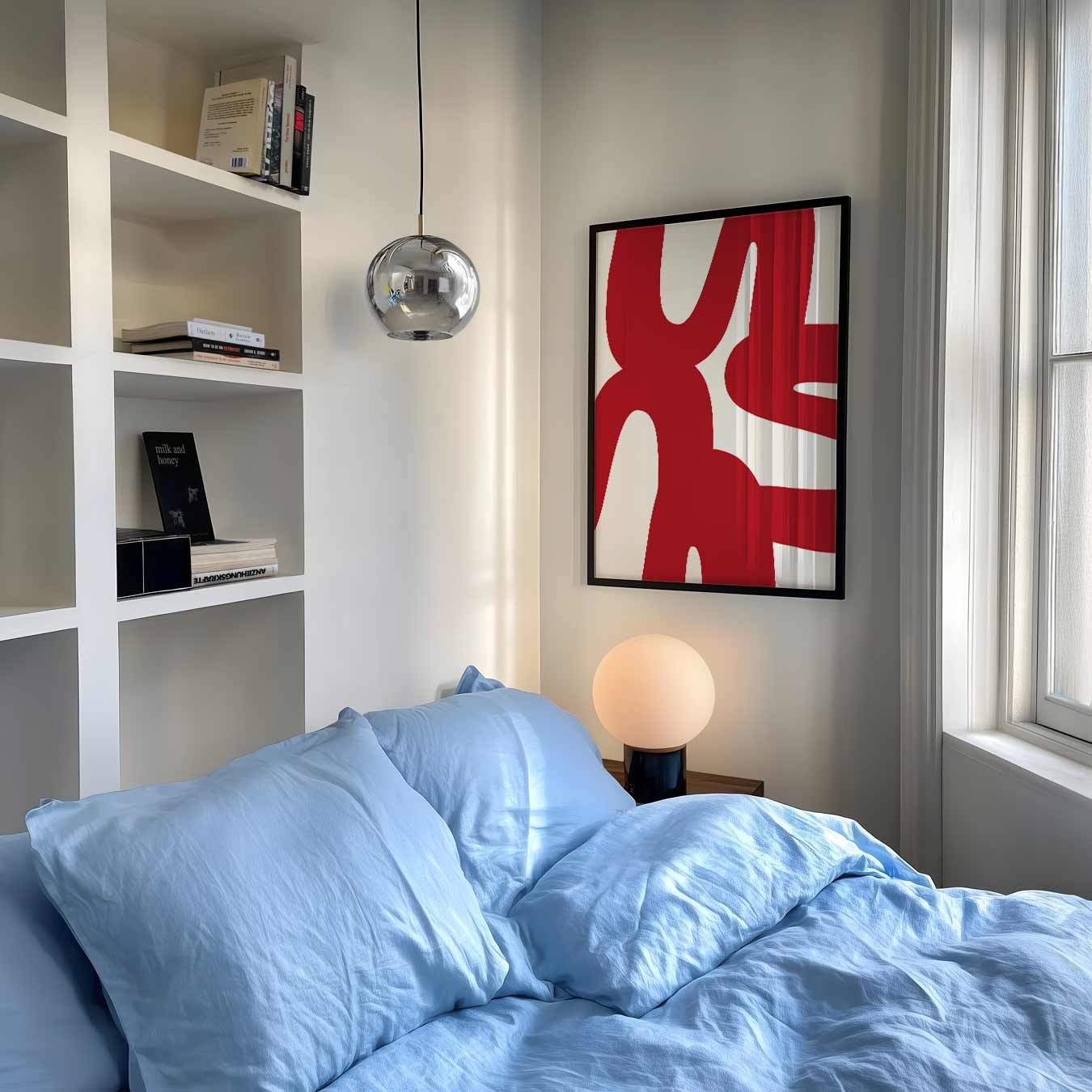 Moderne Abstracte Rood-Witte Poster-WallArtistic