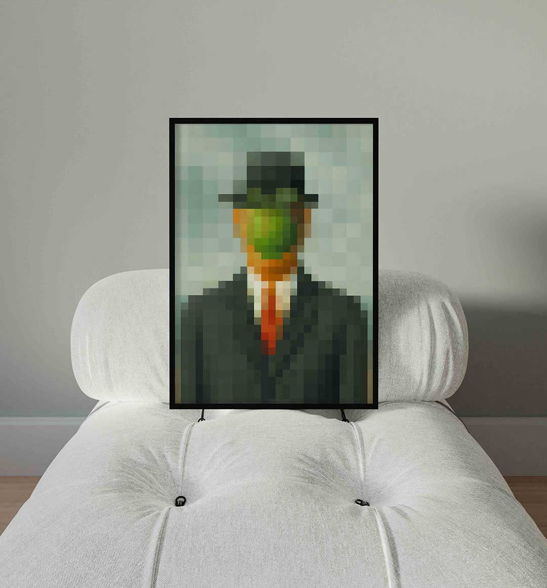Man met hoed en groene appel Poster
