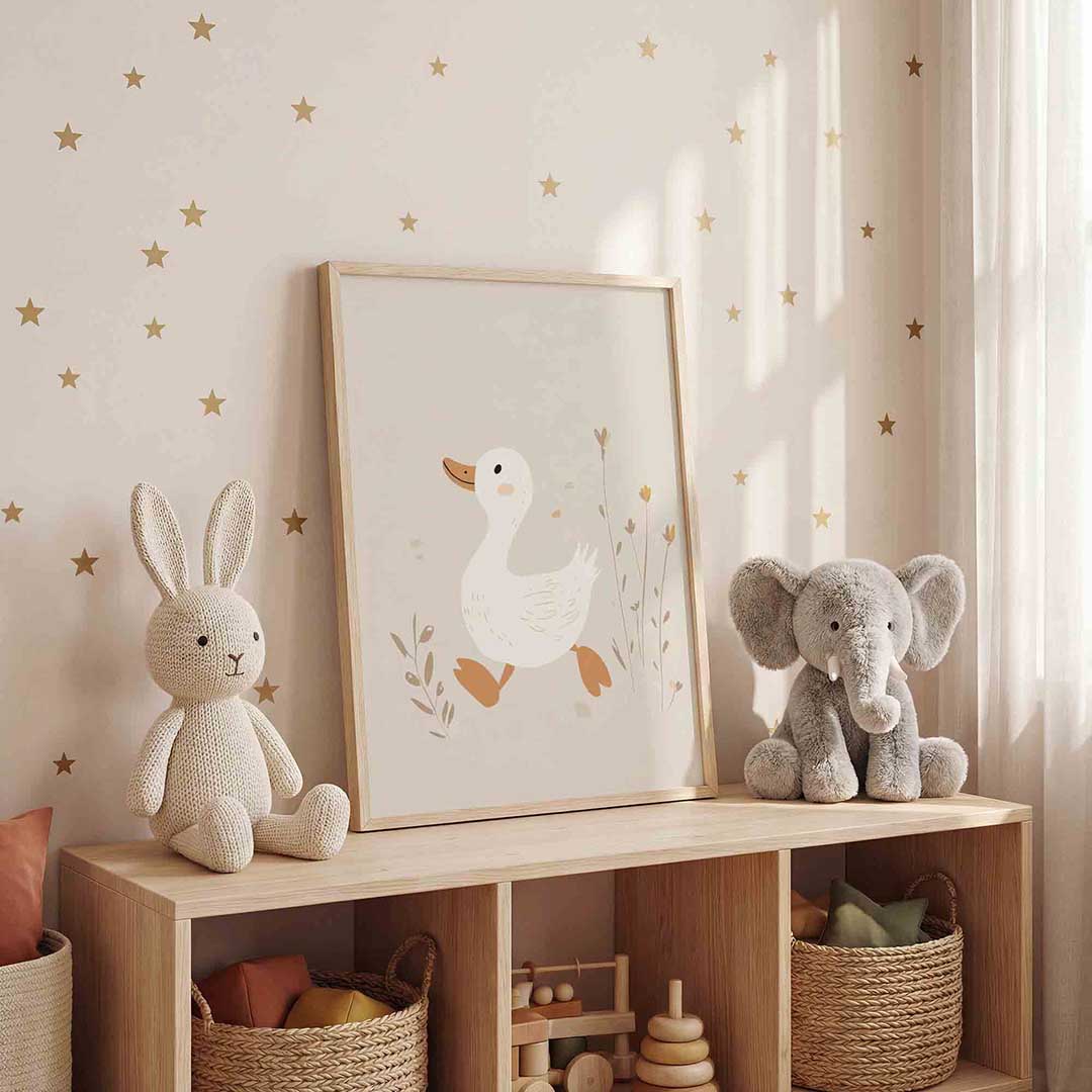 Eend met bloemen Poster