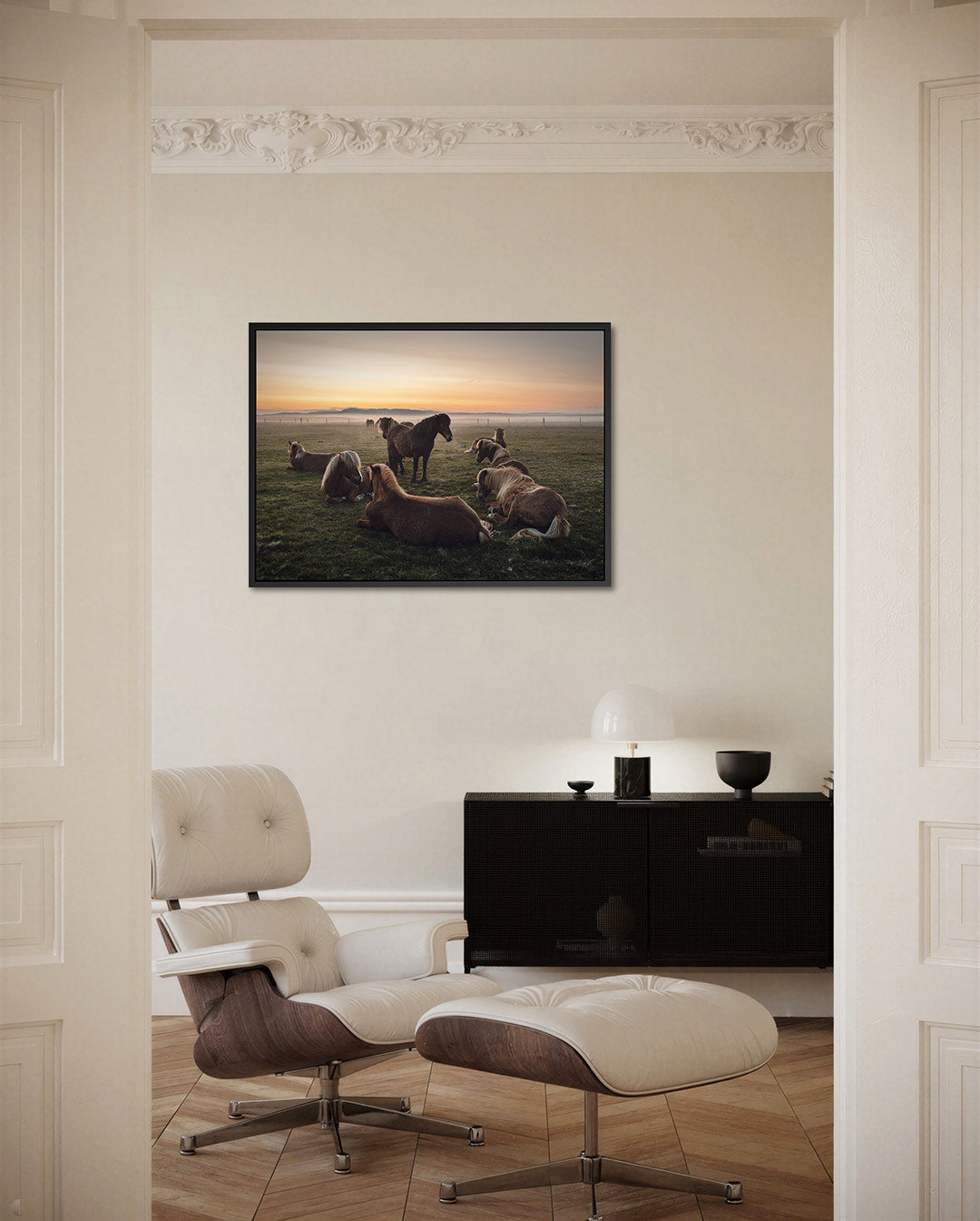 Rustige paardenweide Kunstwerk