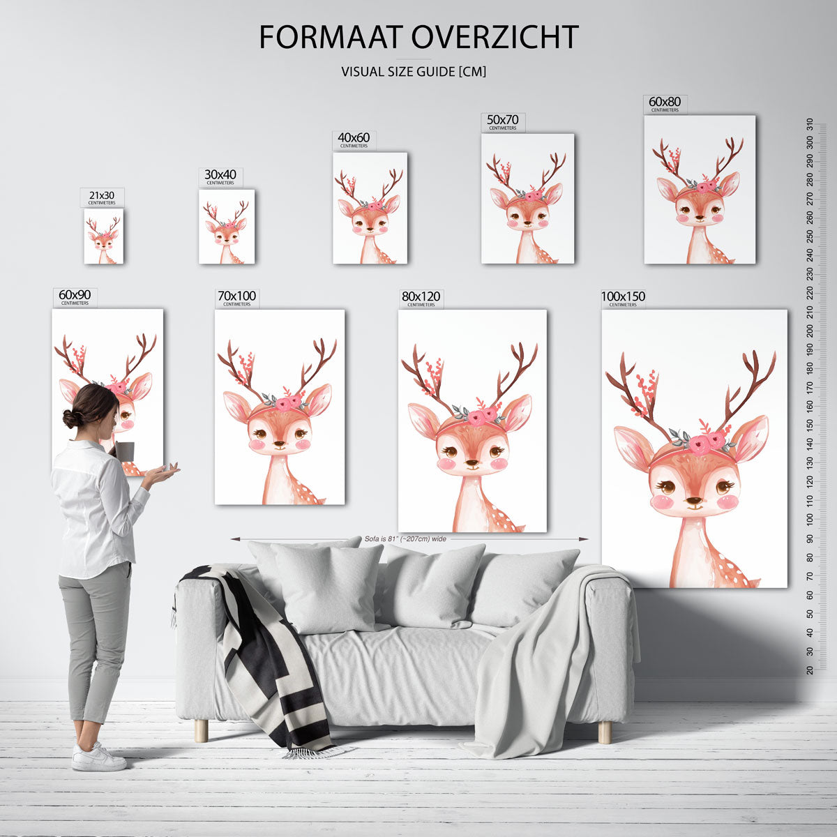 Hert met bloemen Poster
