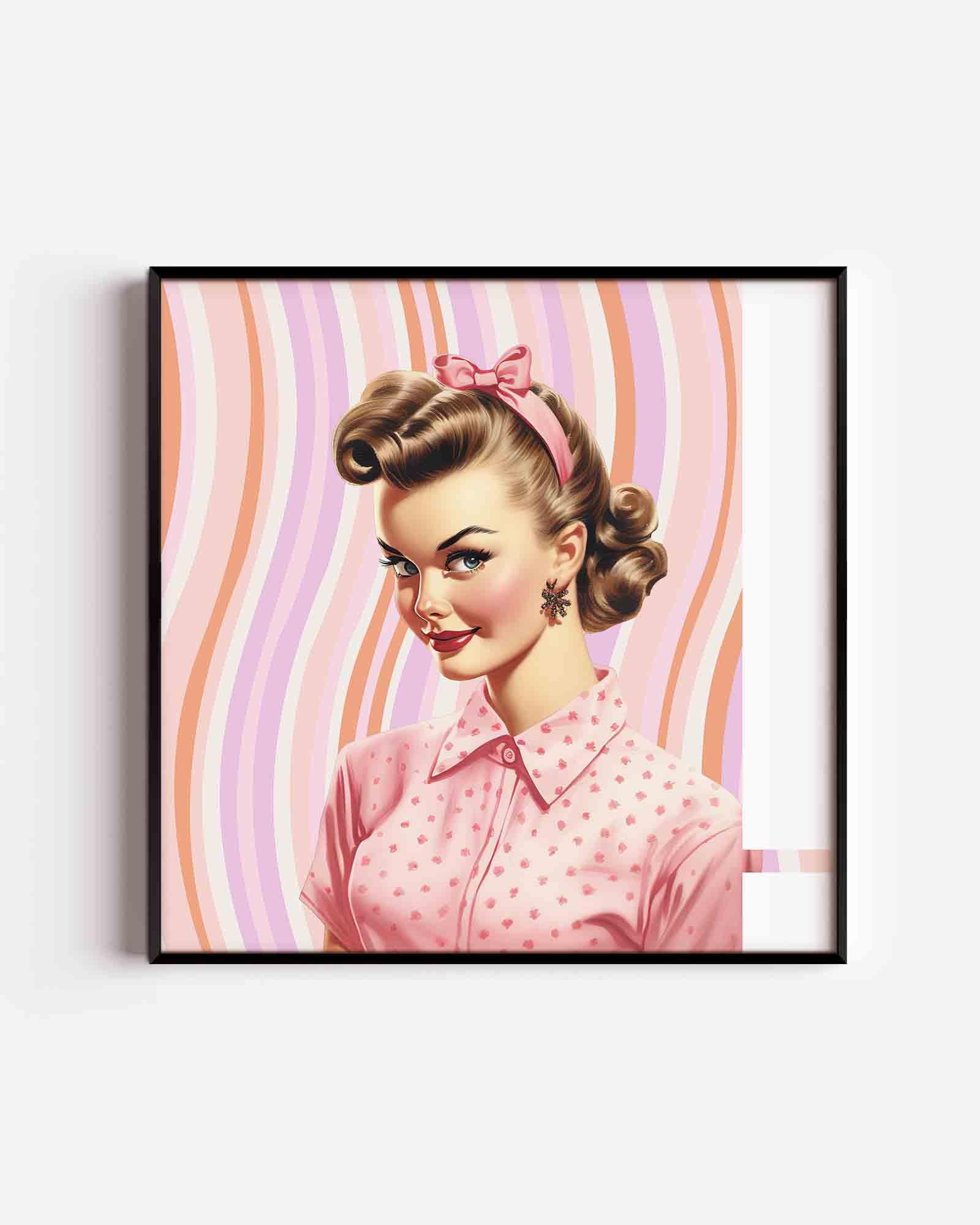 Vrouw met roze strik Poster