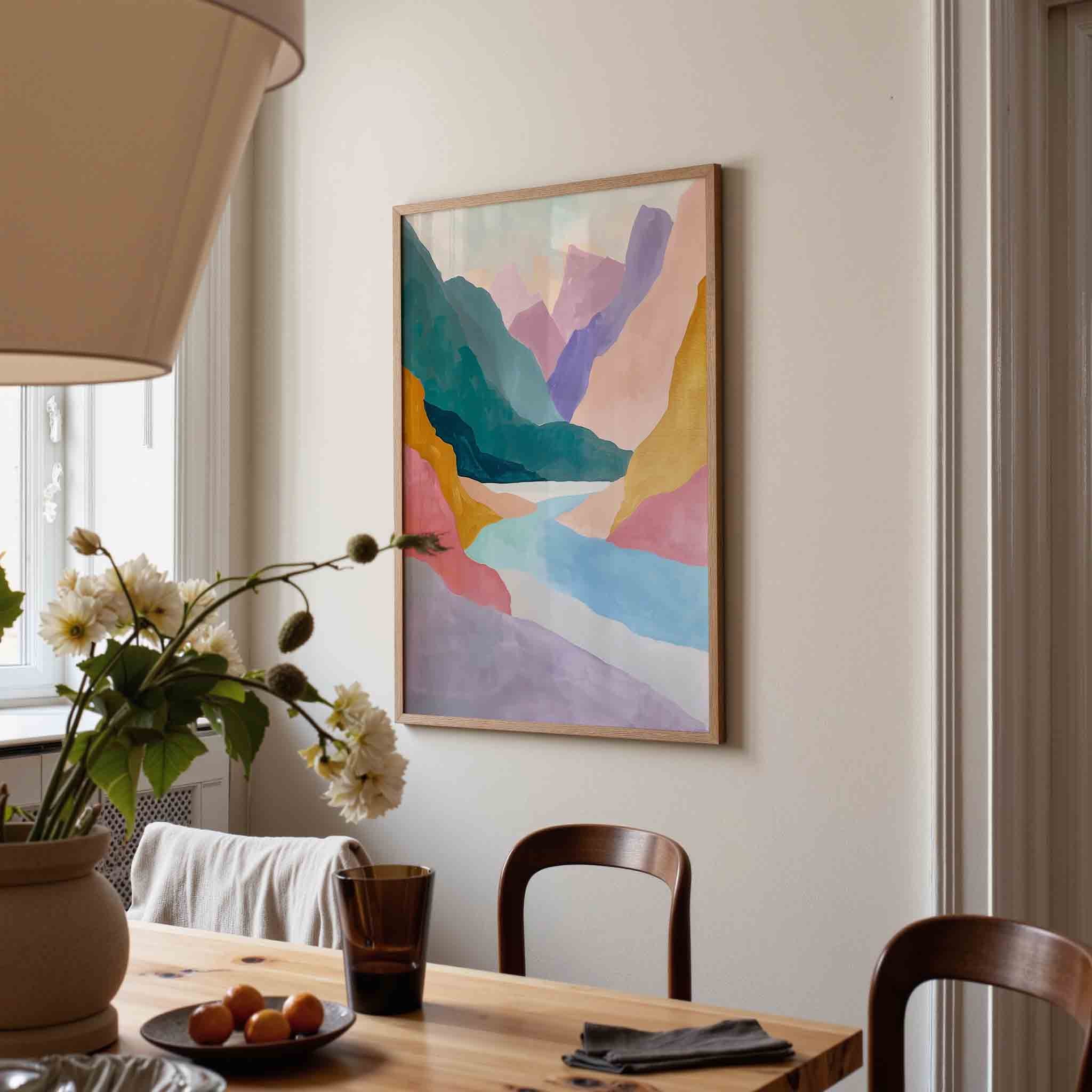 Berglandschap in pastel Poster