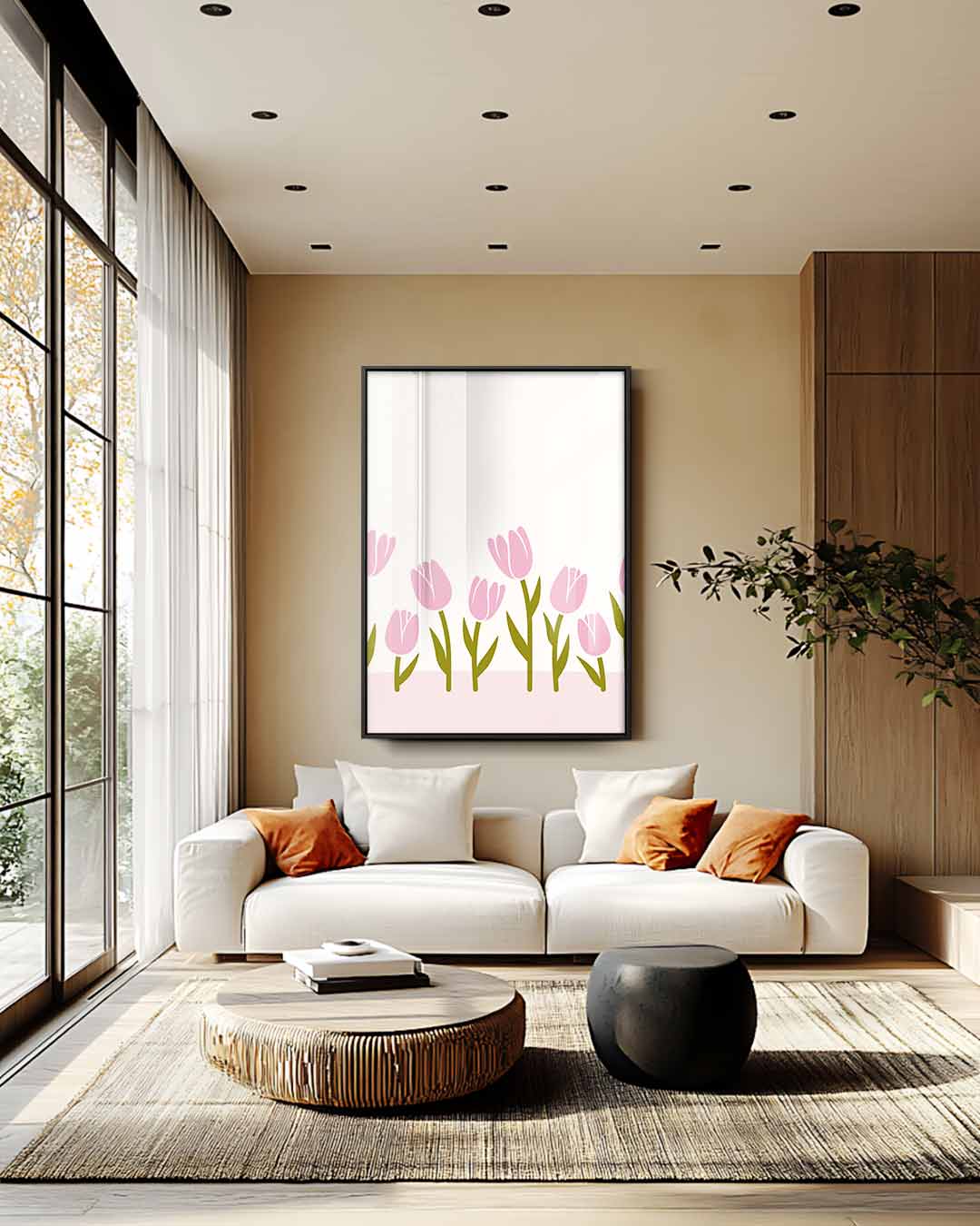 Zacht Roze Tulpenveld Kunstwerk-canvas-dibond-plexiglas-wanddecoratie-WallArtistic