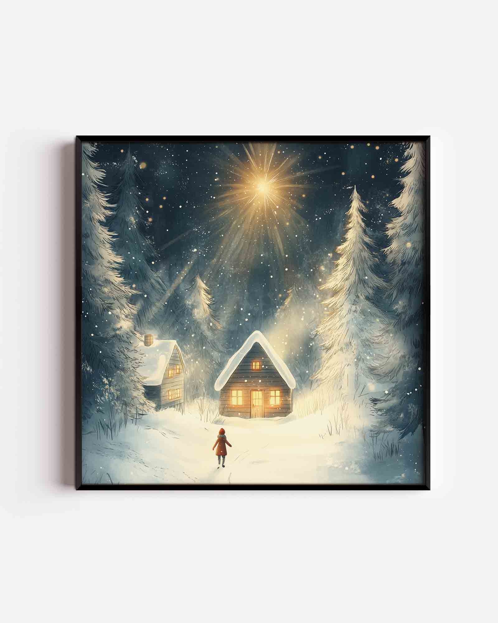 Winterlandschap met huisjes Poster