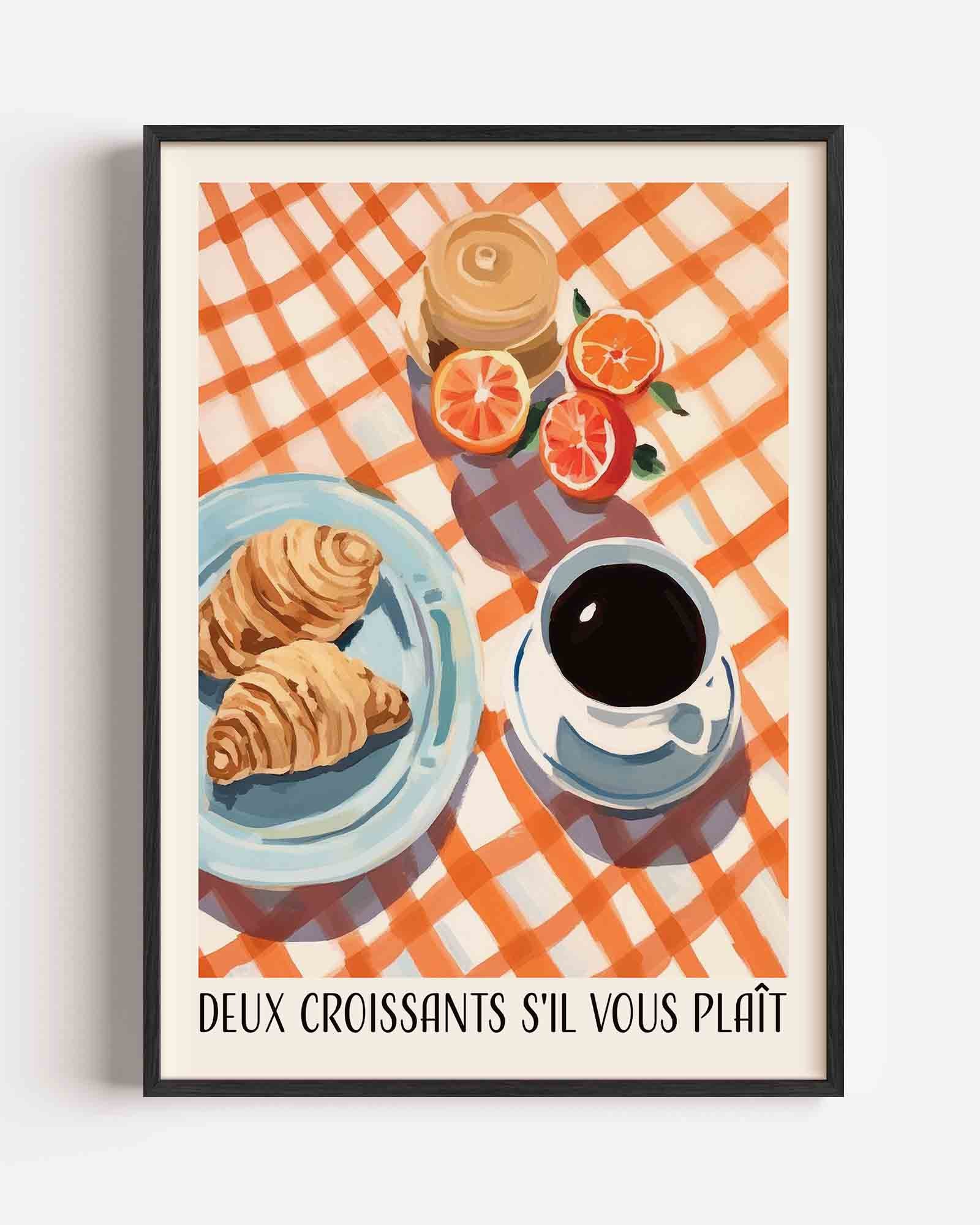 Ontbijt met croissants Poster