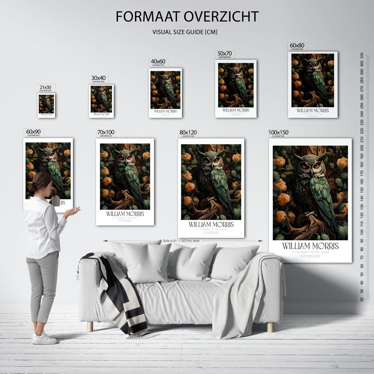 Uil en bloemen Poster