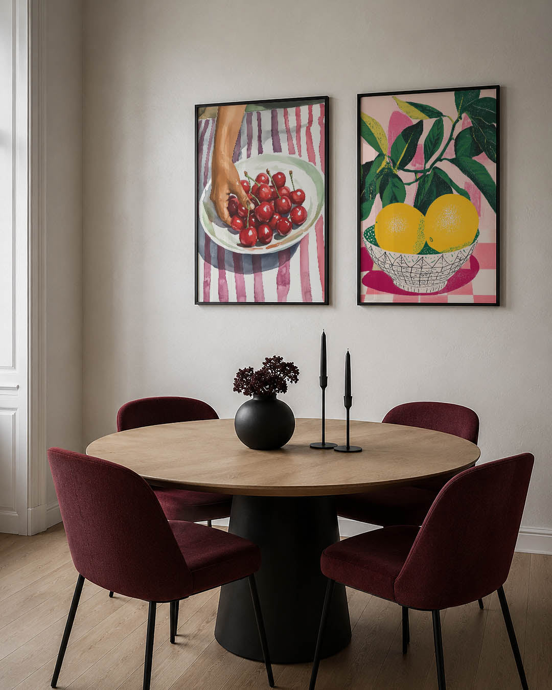Kersen en strepen Posterset