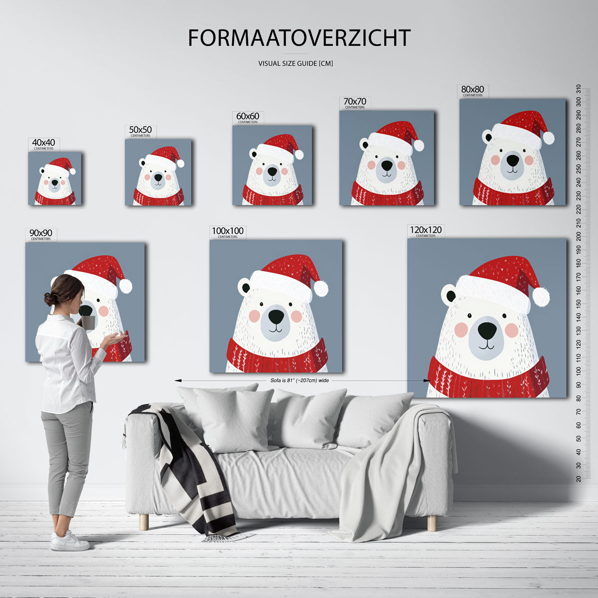 Ijsbeer met kerstmuts Poster