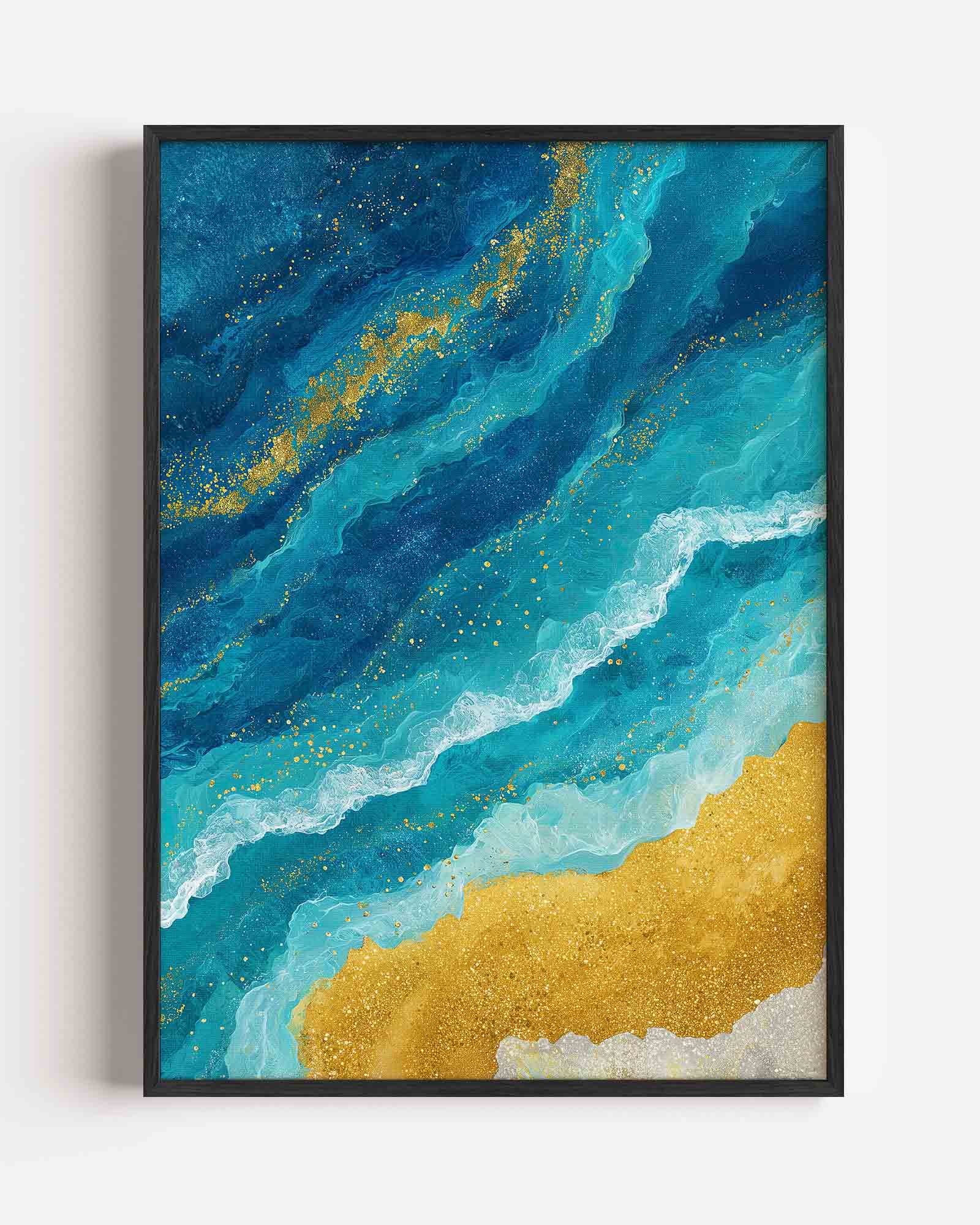 Golvende blauwe en gouden Poster