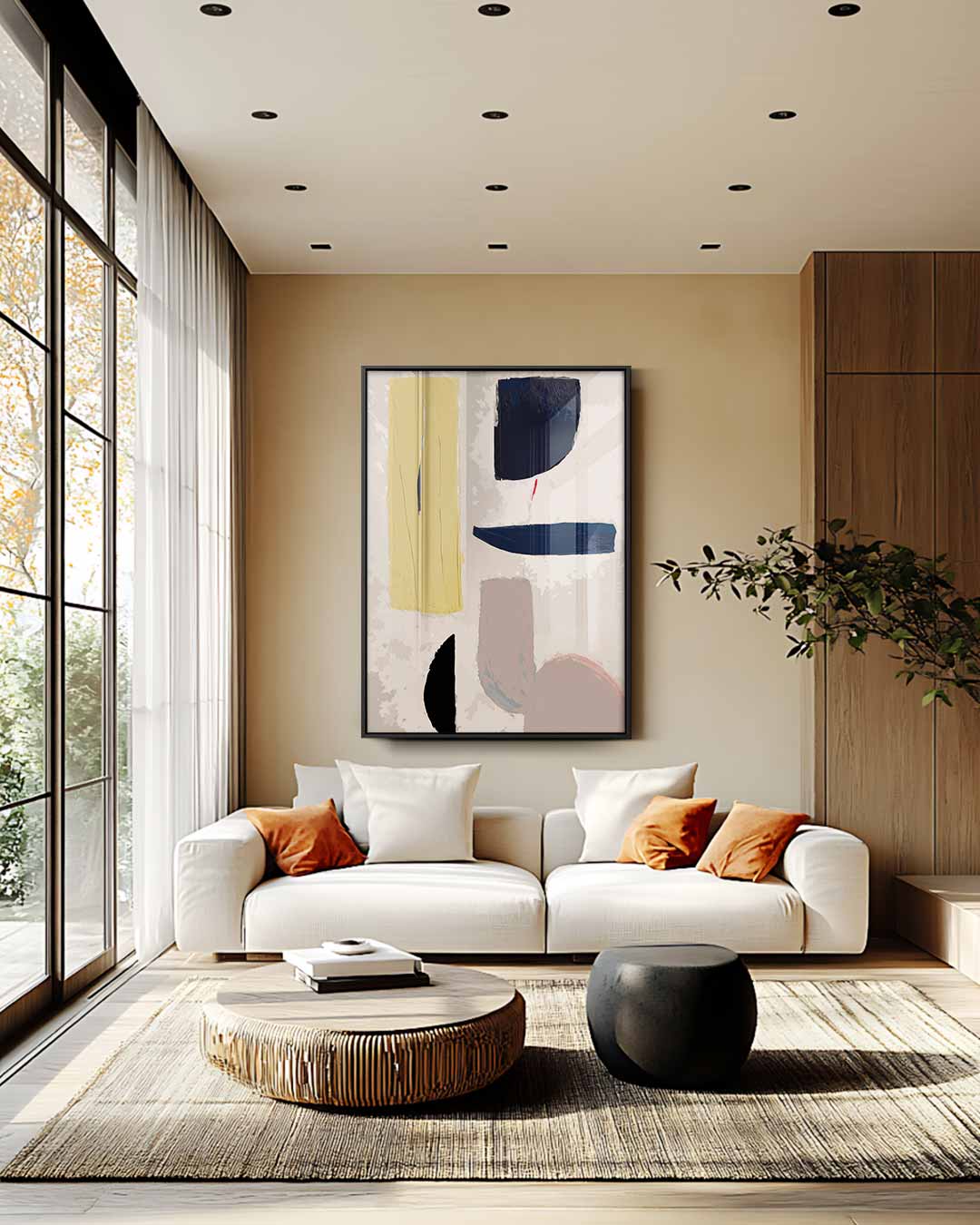 Moderne Abstracte Compositie Kunstwerk-canvas-dibond-plexiglas-wanddecoratie-WallArtistic