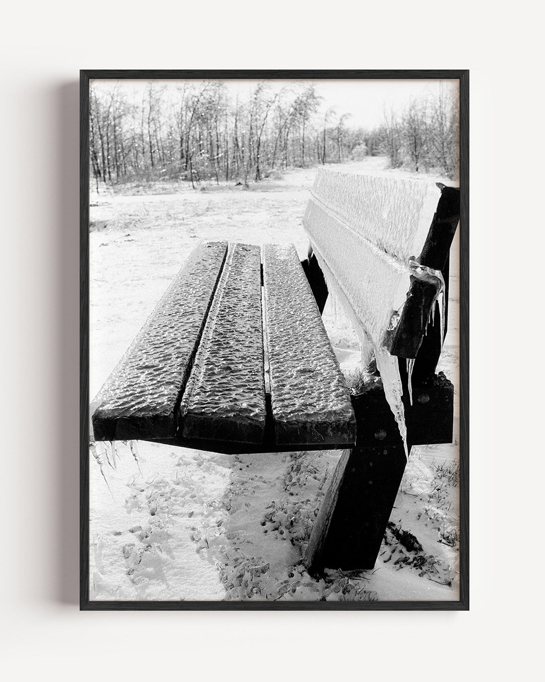 Ijsbank in winterlandschap Poster