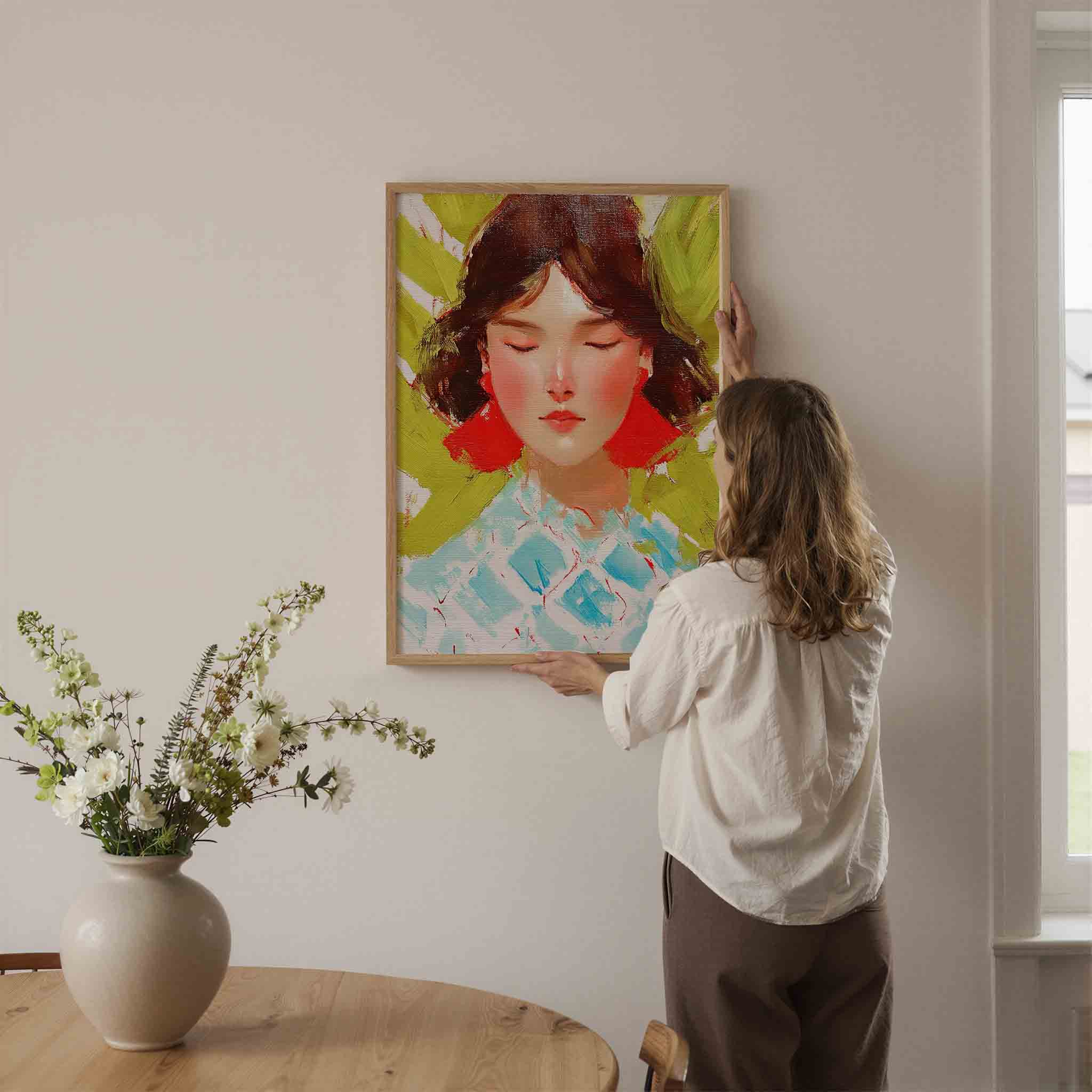 Vrouw met gesloten ogen Poster