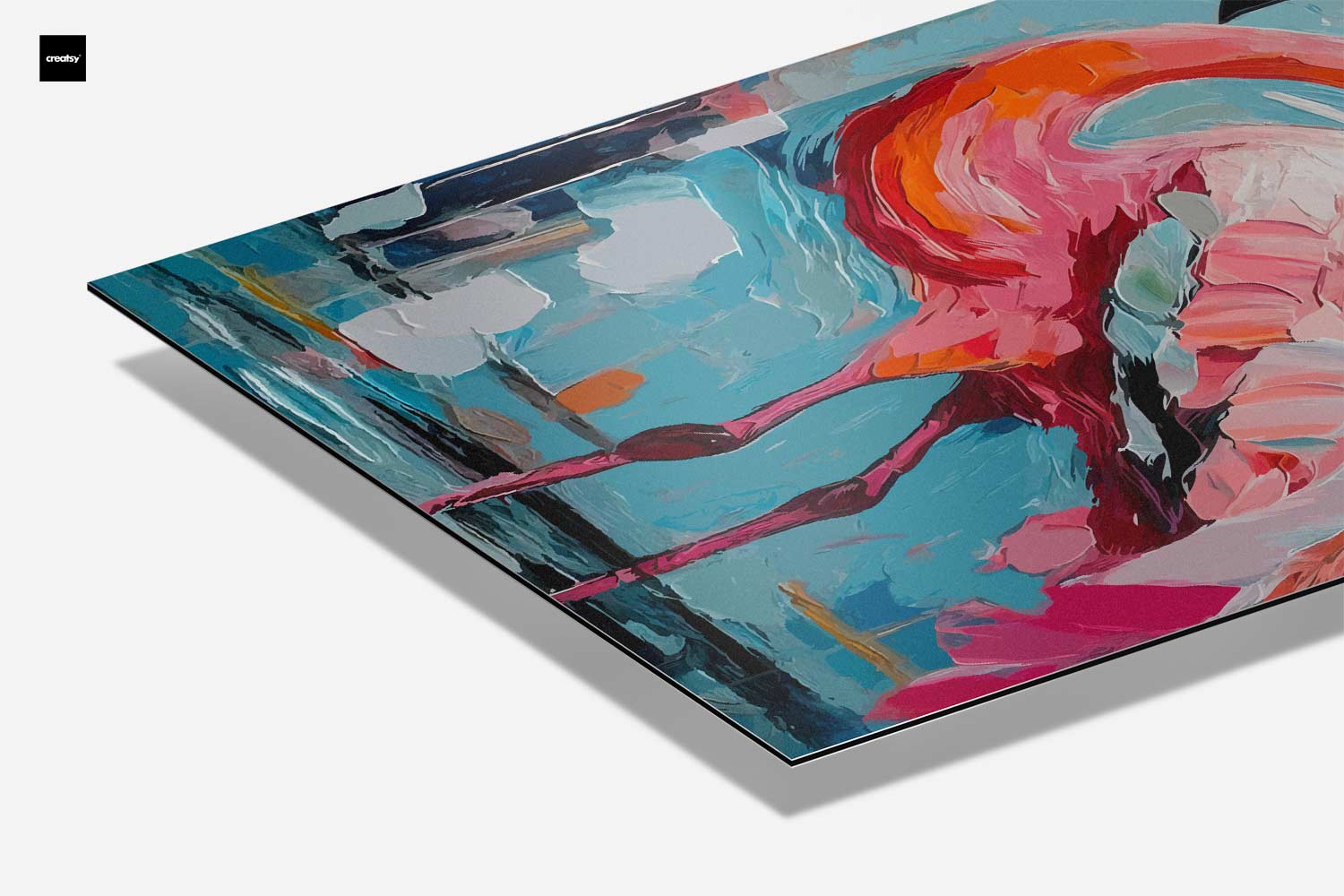 Flamingo in farbenfroher Umgebung (Kunstwerk)