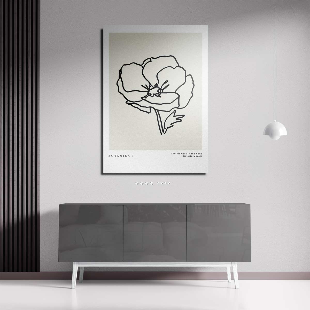 Elegante Lijntekening Bloem Kunstwerk-canvas-dibond-plexiglas-wanddecoratie-WallArtistic