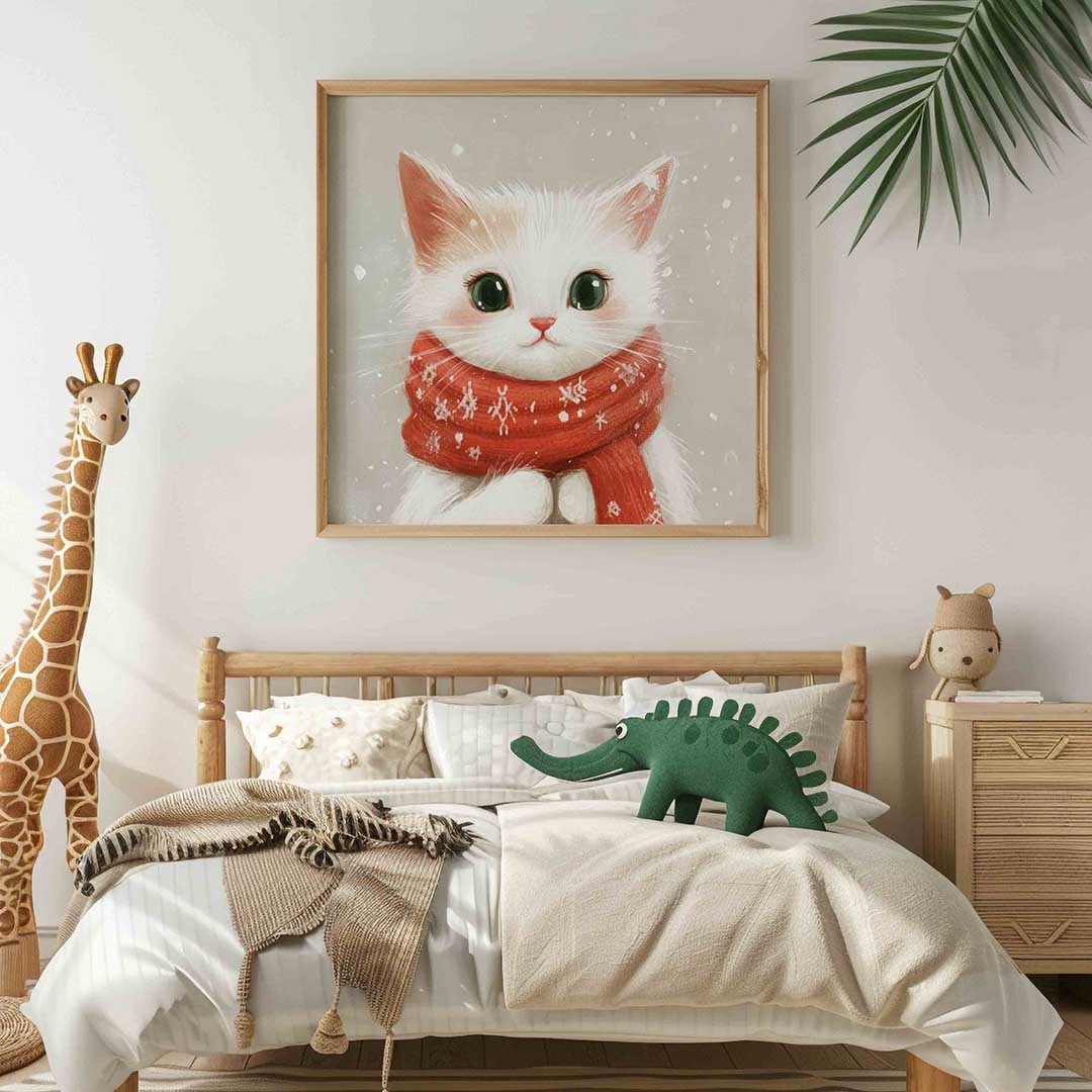 Kat met rode sjaal Poster