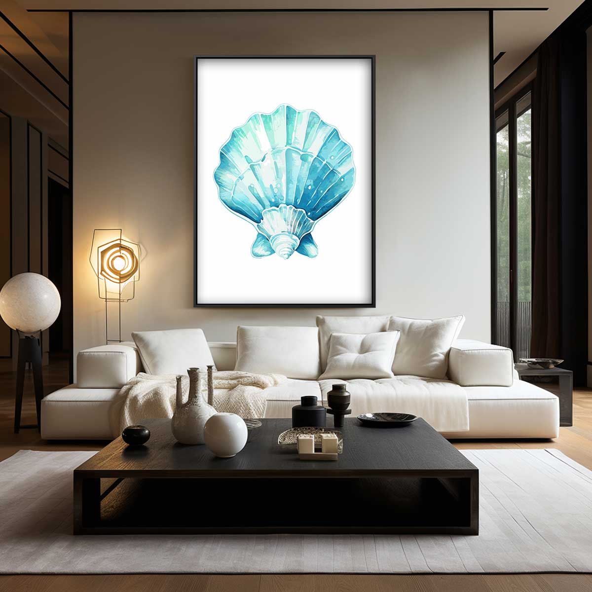 Zeeschelp Aquarelprint Kunstwerk-canvas-dibond-plexiglas-wanddecoratie-WallArtistic