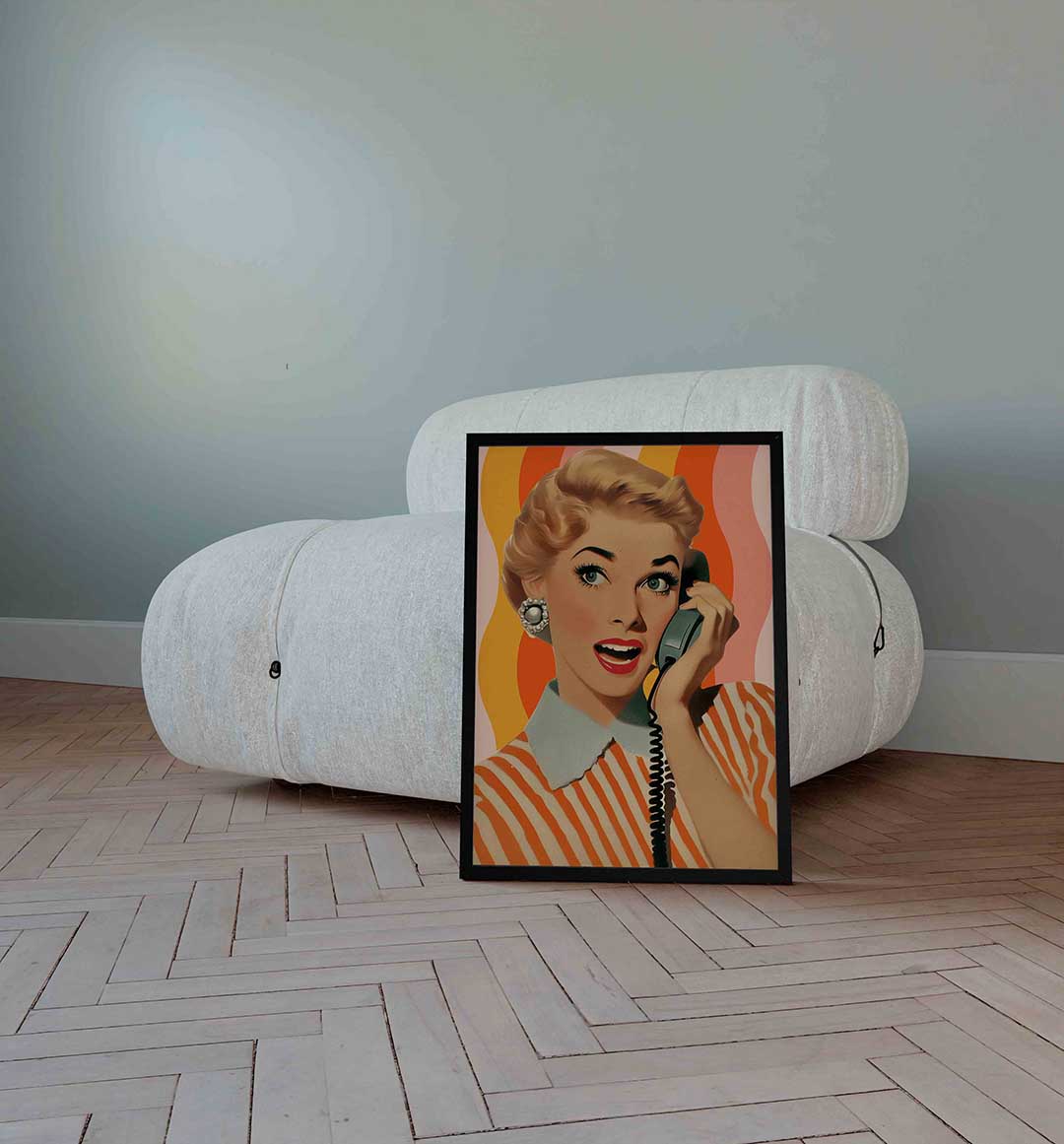 Vrouw met telefoon Poster