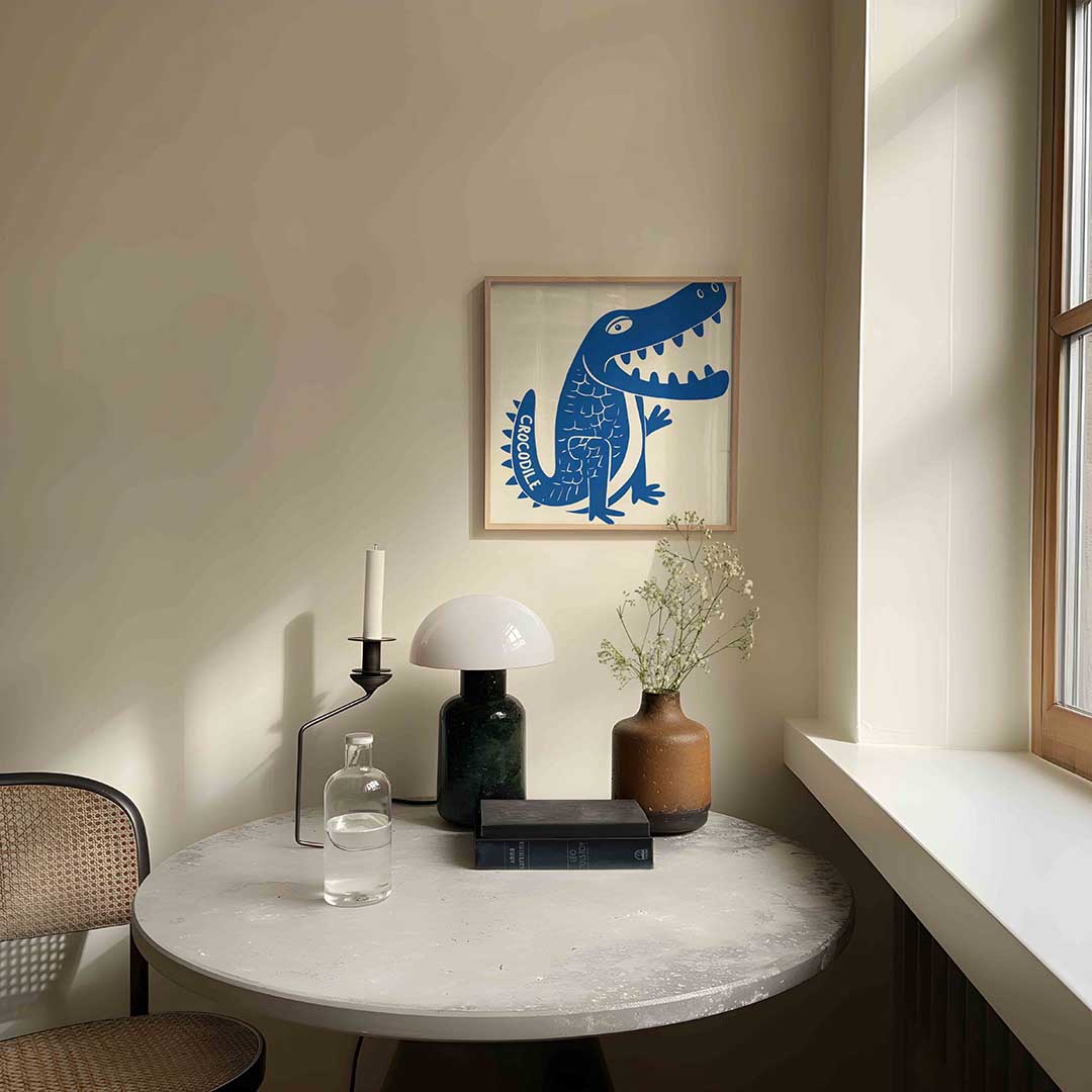 Blauwe krokodil Poster