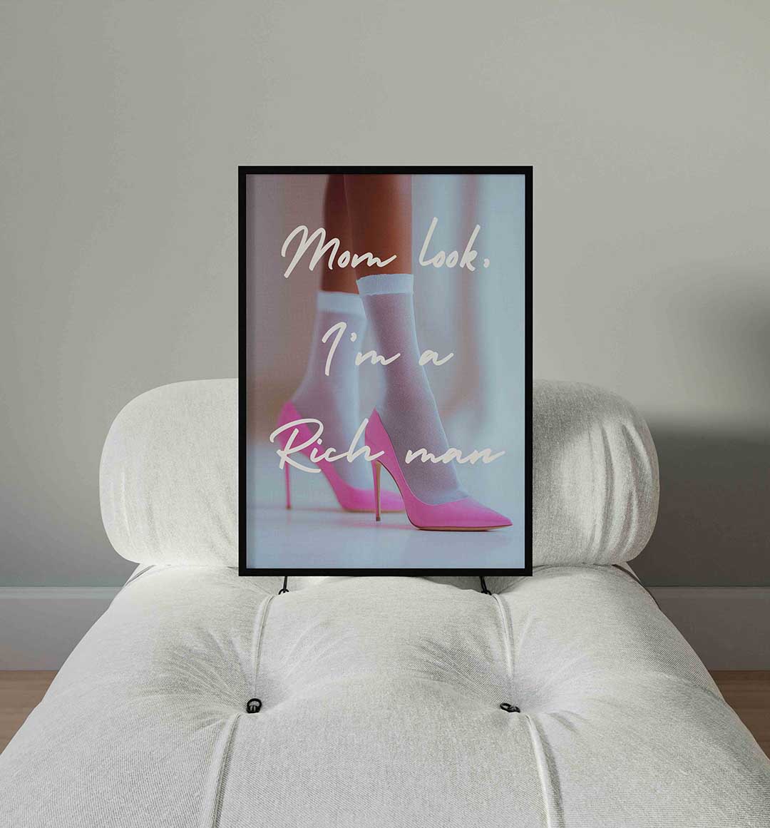 Roze hakken en tekst Poster