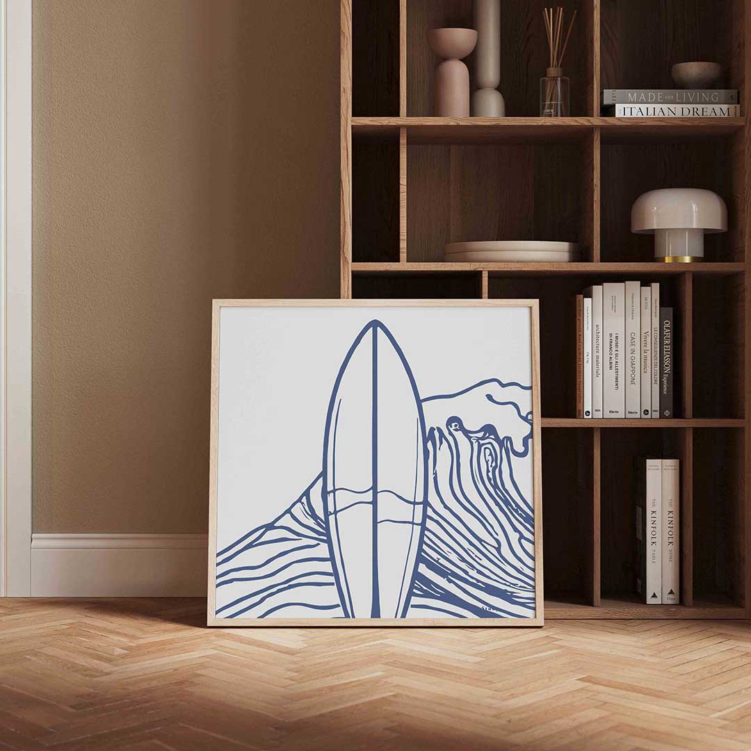 Surfplank en golven Poster