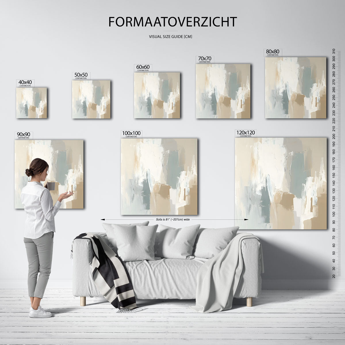 Abstracte beige en grijze Poster