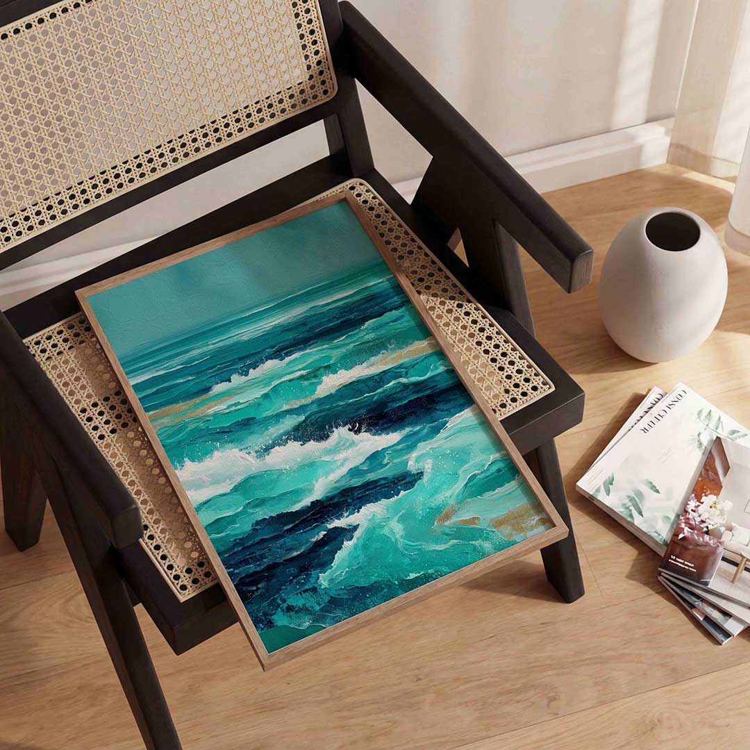 Golven in blauw Poster