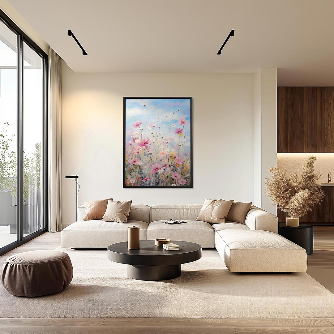 Bloemenveld in lucht Kunstwerk