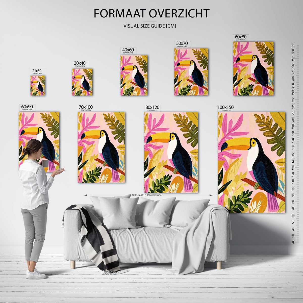 Toekan en bladeren Poster