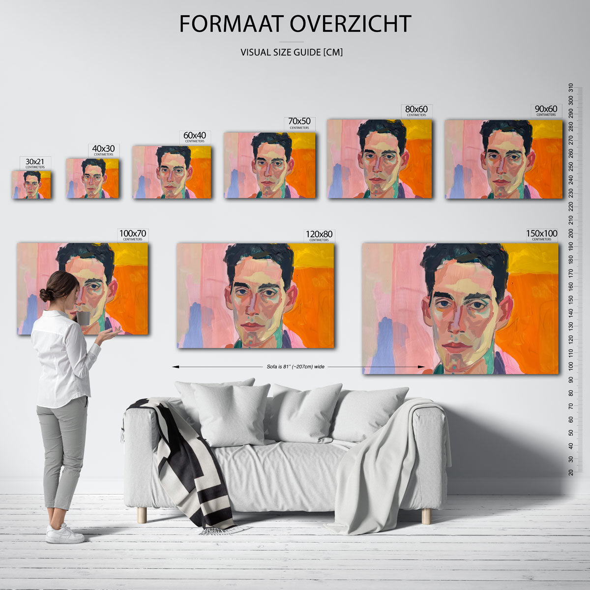 Portret met kleurrijke achtergrond Poster